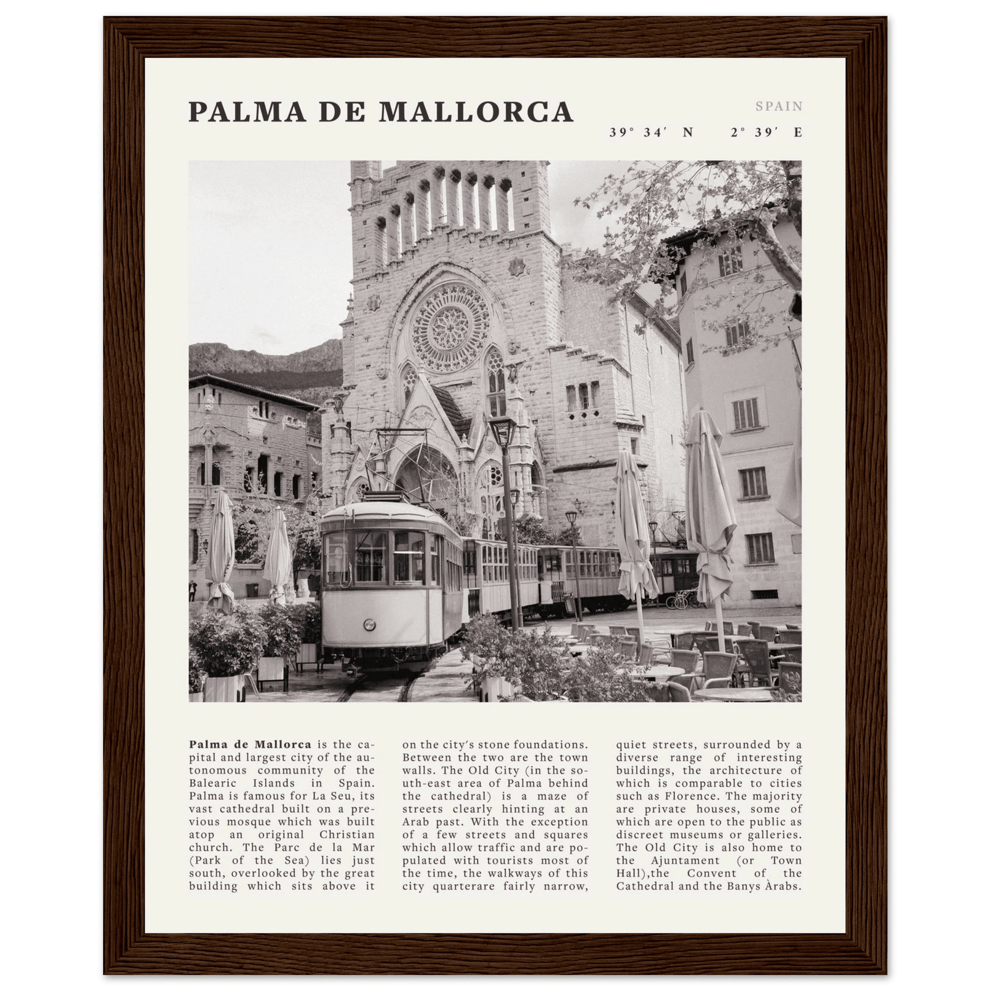 Palma de Mallorca Poster | Black & White Spain Wall Art | Travel Print | Mediterranean Decor - Evergreen Posters