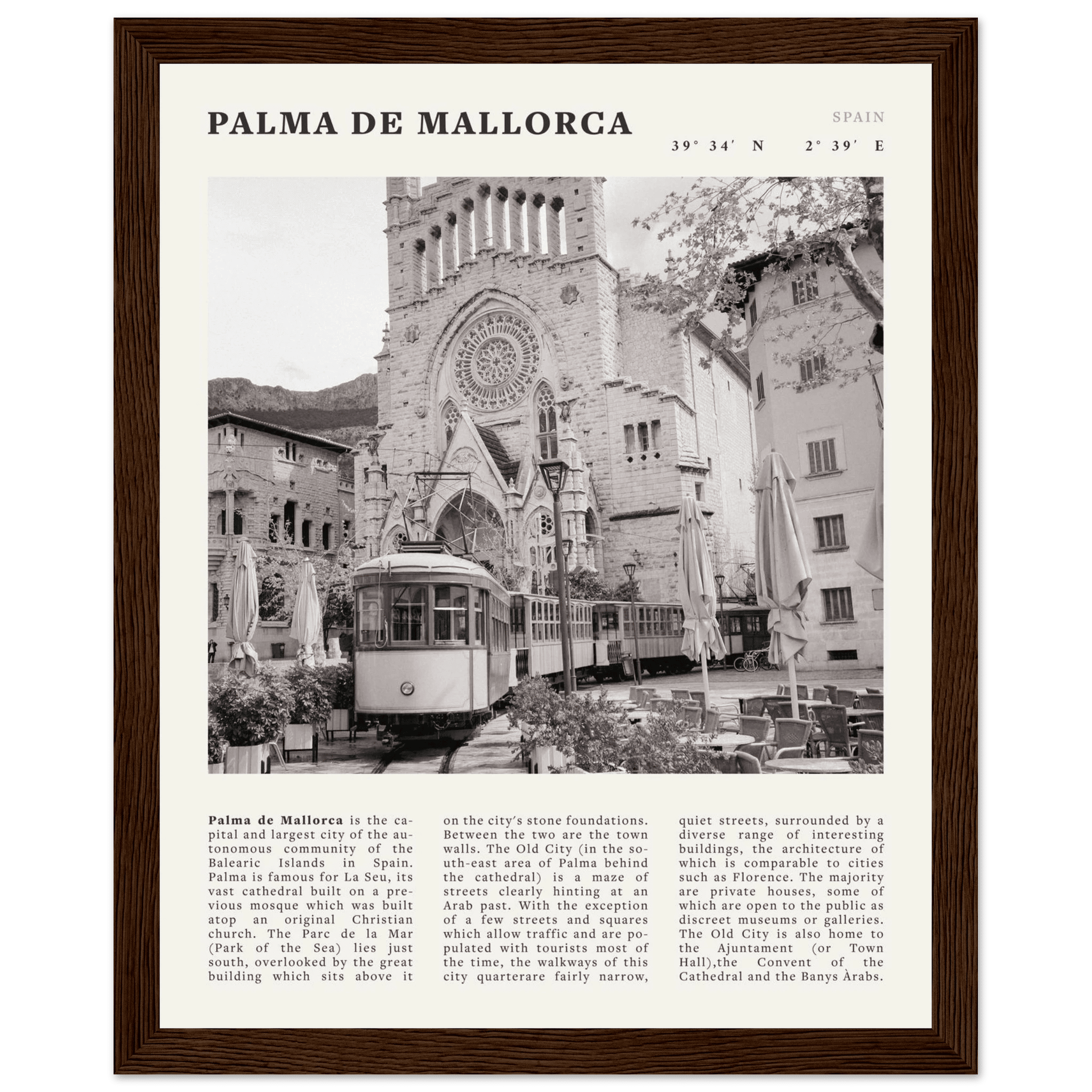 Palma de Mallorca Poster | Black & White Spain Wall Art | Travel Print | Mediterranean Decor - Evergreen Posters
