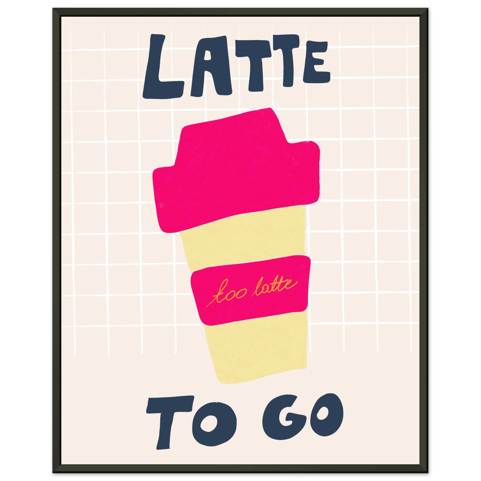 Latte To Go Poster – Playful Coffee Kitchen Wall Art Print (Digital & Printed Options) - Evergreen Posters