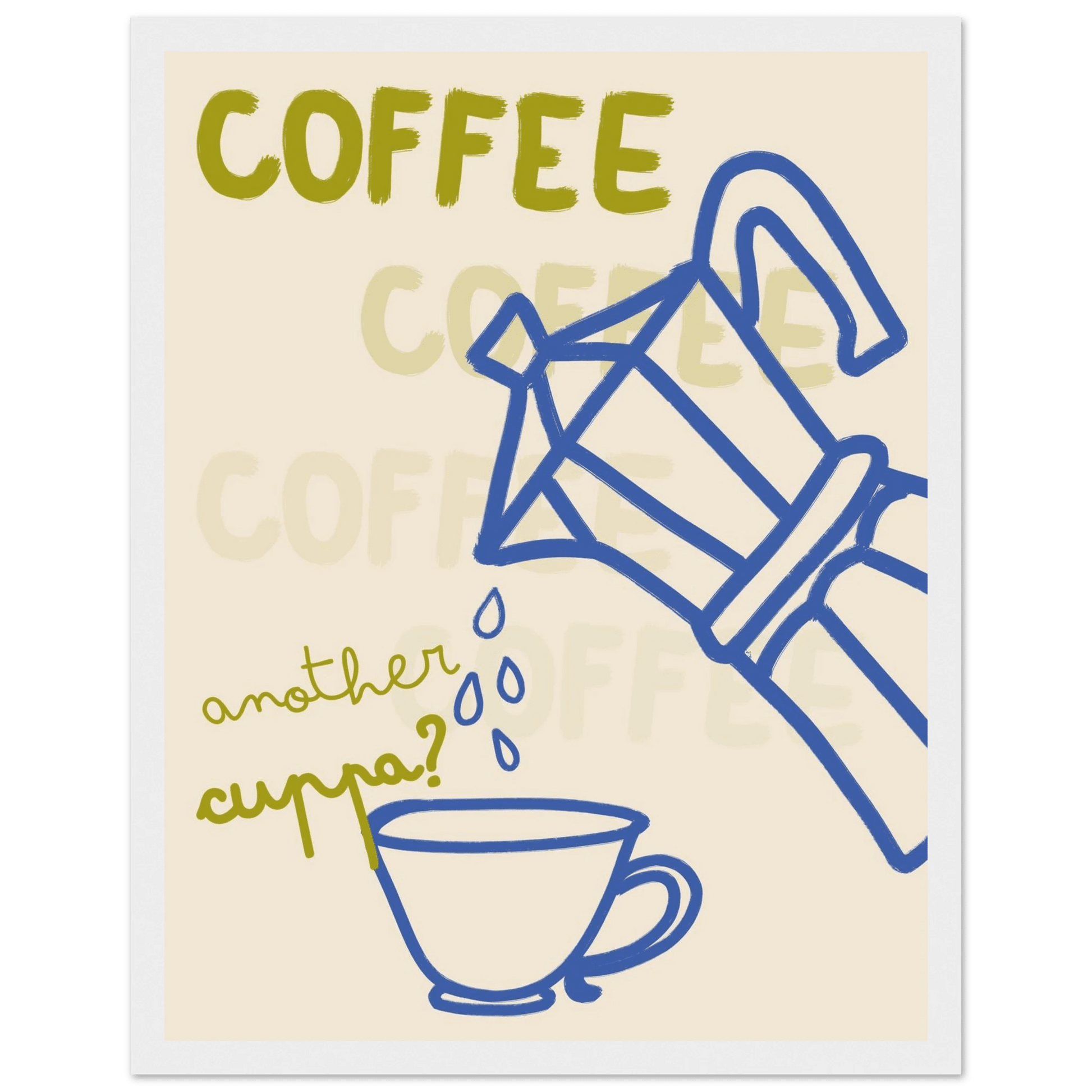 Coffee Print | Another Cuppa Moka Pot Wall Art | Kitchen Coffee Poster - Evergreen Posters