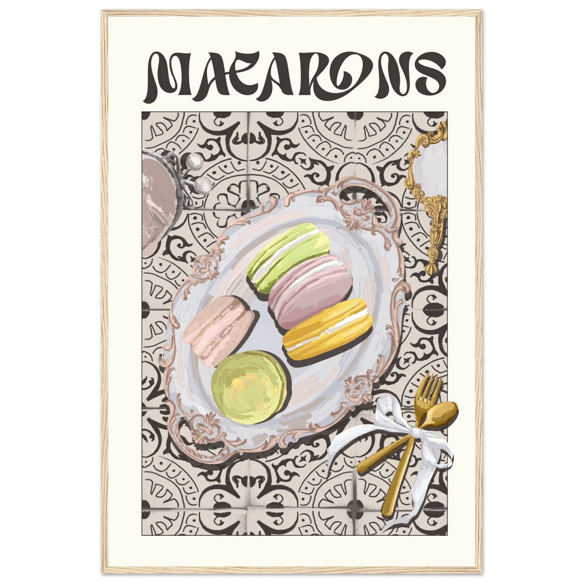 Macarons Poster – Playful French Patisserie Kitchen Wall Art Print (Digital & Printed Options) - Evergreen Posters