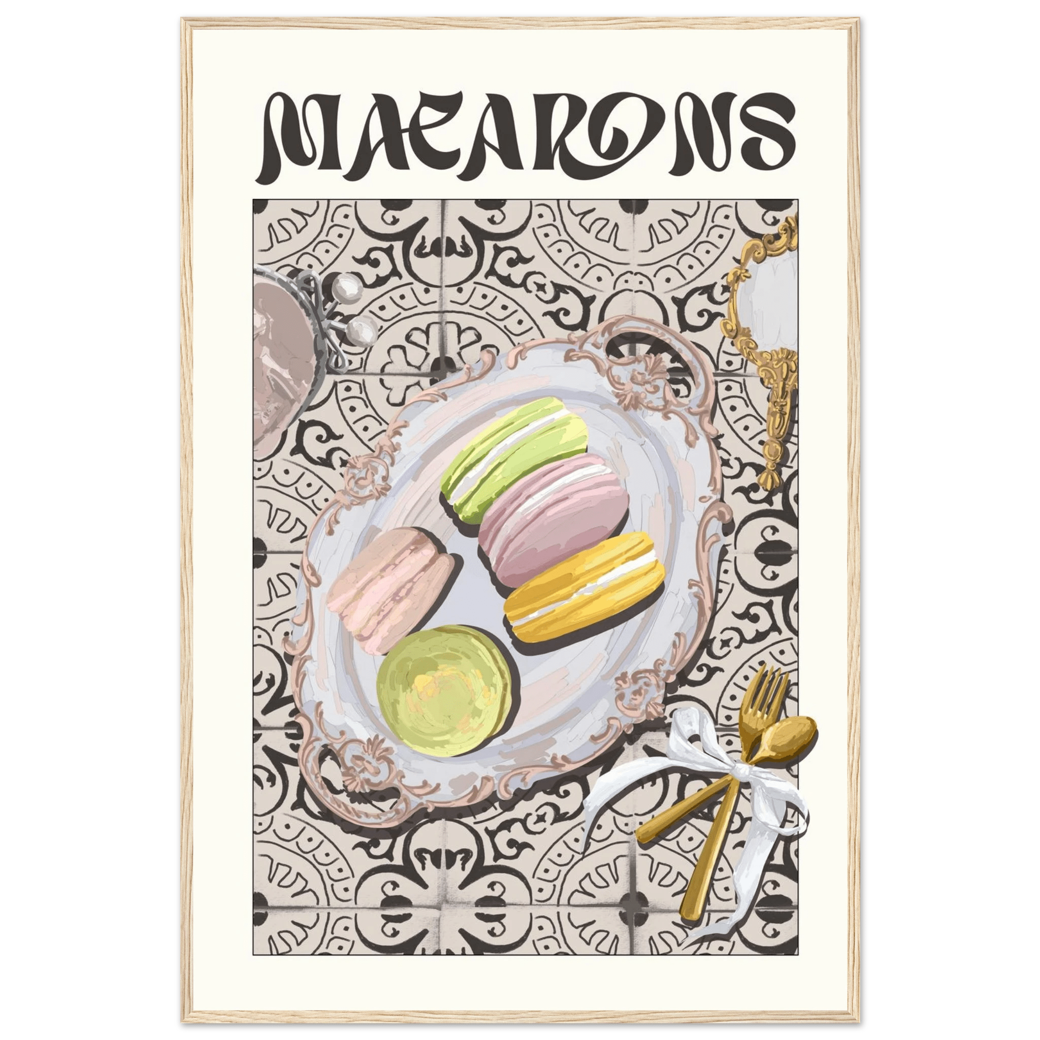 Macarons Poster – Playful French Patisserie Kitchen Wall Art Print (Digital & Printed Options) - Evergreen Posters