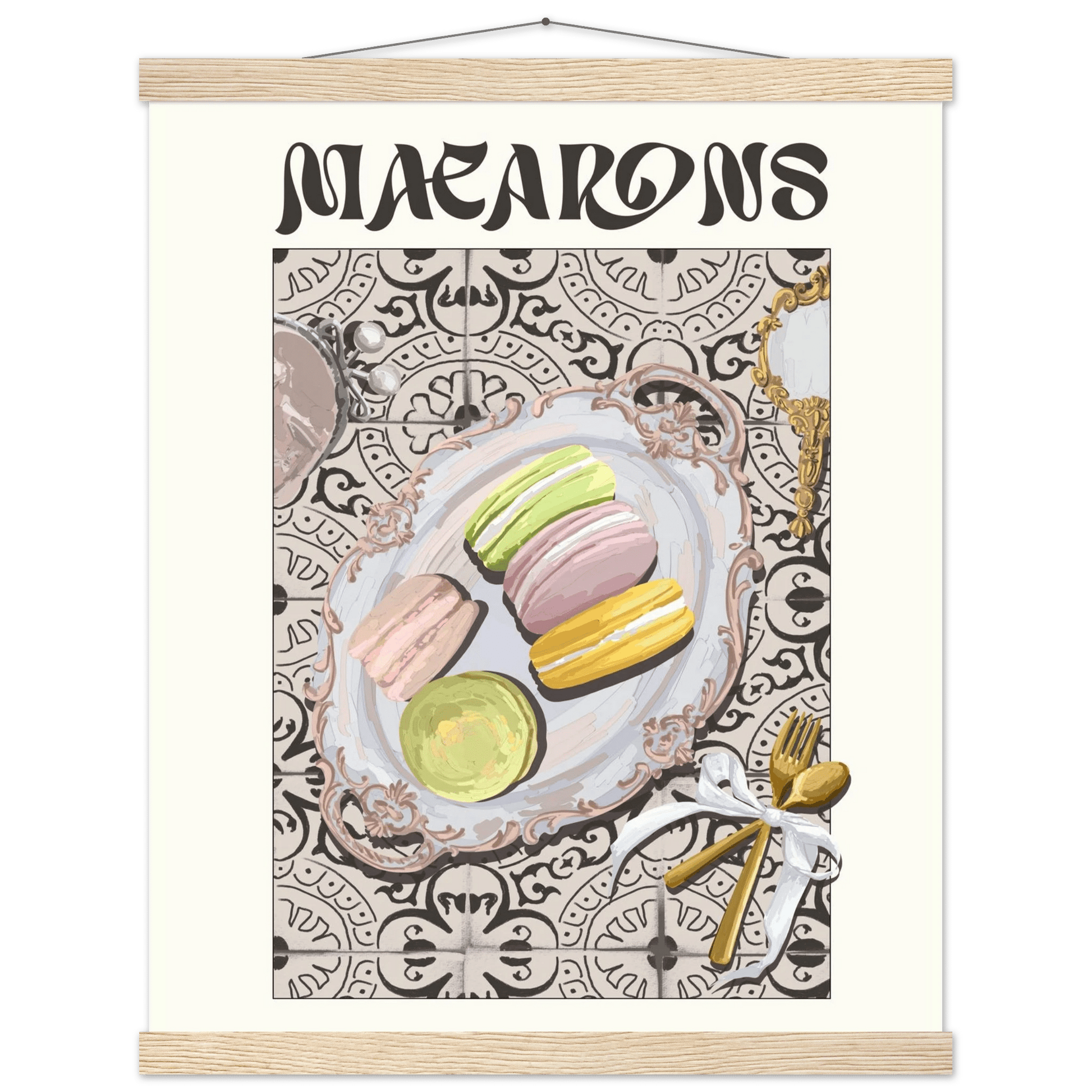 Macarons Poster – Playful French Patisserie Kitchen Wall Art Print (Digital & Printed Options) - Evergreen Posters