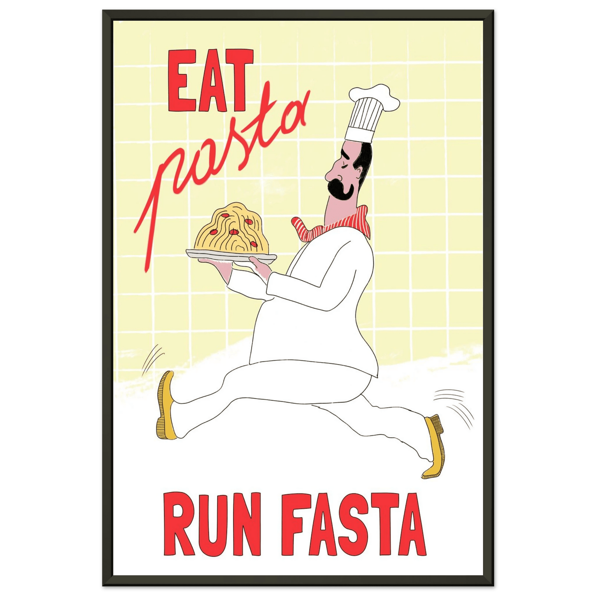 Eat Pasta Run Fasta Poster – Playful Kitchen Wall Art Print (Digital & Printed Options) - Evergreen Posters