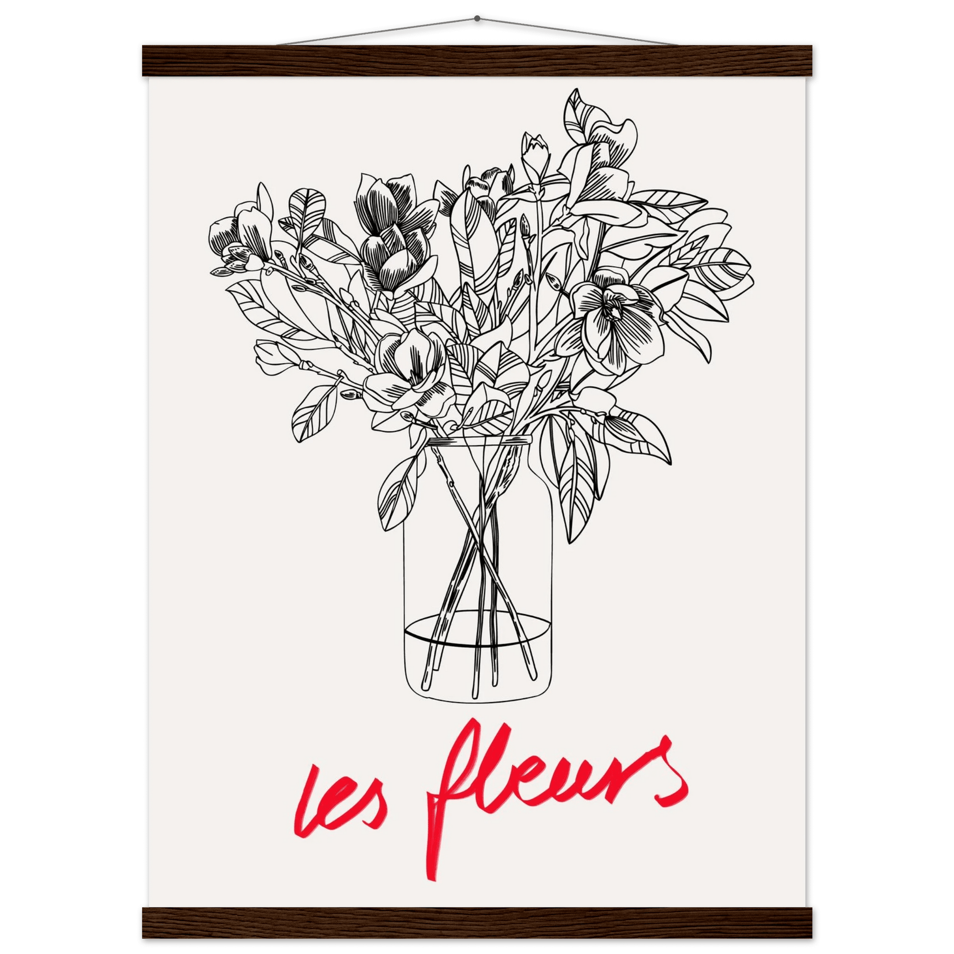 Les Fleurs Botanical Poster | French Flower Line Art Print | Minimalist Floral Wall Decor - Evergreen Posters