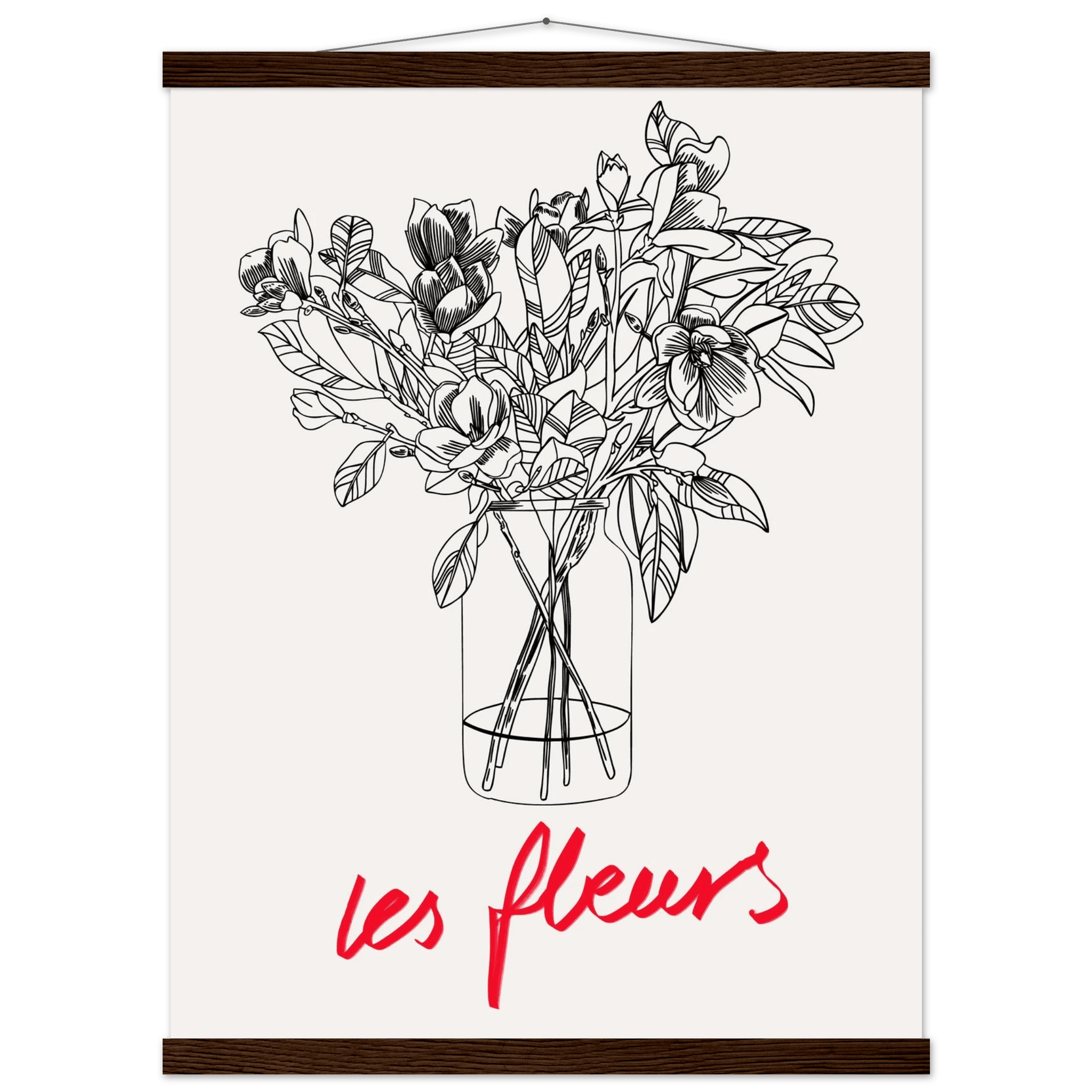 Les Fleurs Botanical Poster | French Flower Line Art Print | Minimalist Floral Wall Decor - Evergreen Posters