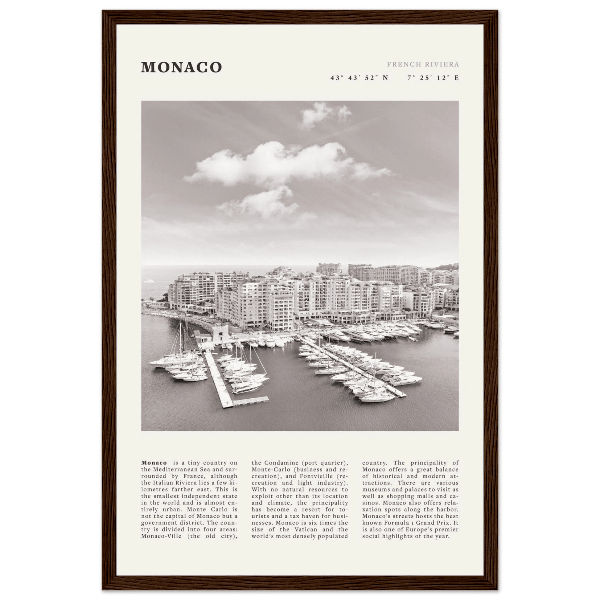 Monaco Poster Black and White – Vintage Monte Carlo Harbor Print (Digital & Printed Options) - Evergreen Posters