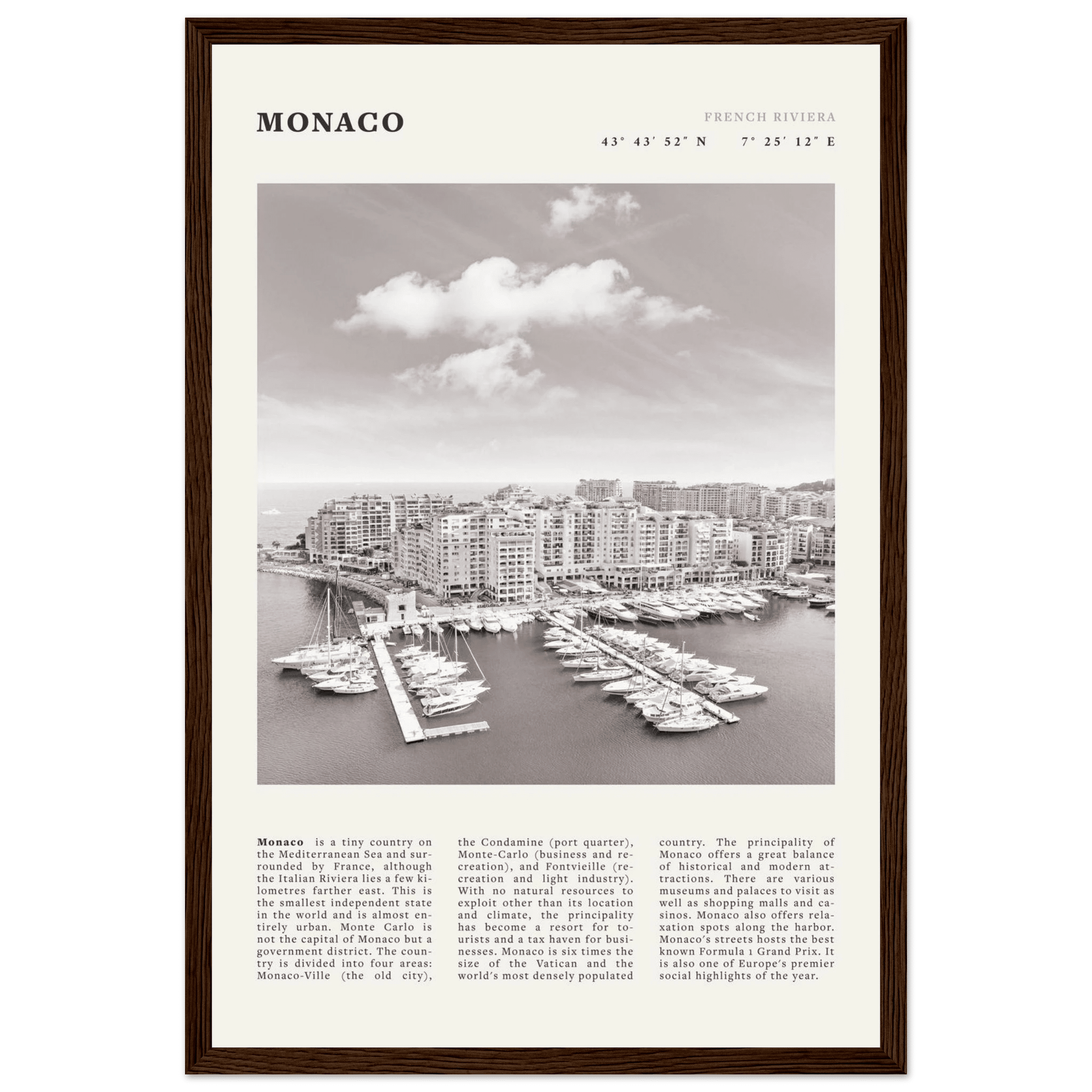 Monaco Poster Black and White – Vintage Monte Carlo Harbor Print (Digital & Printed Options) - Evergreen Posters
