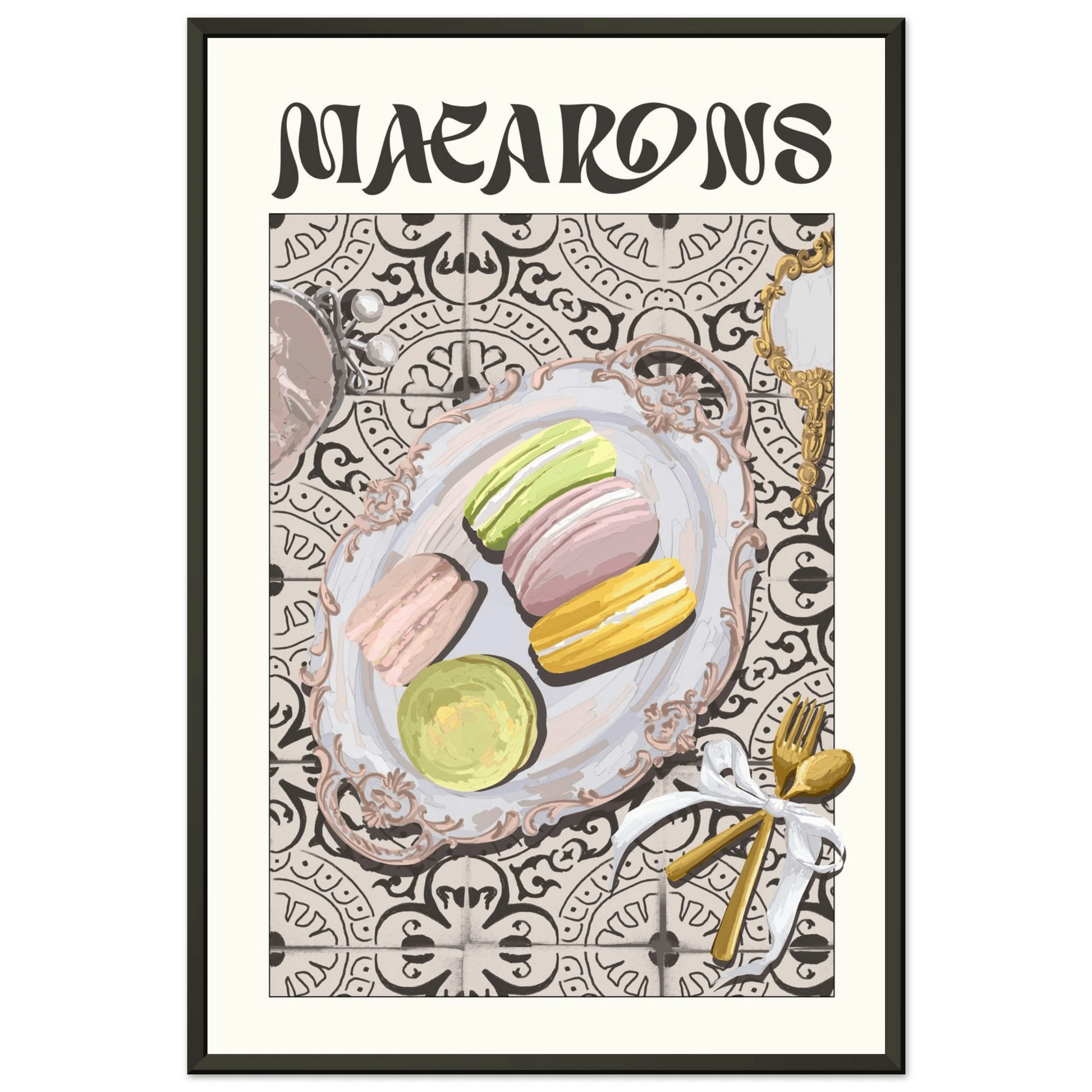 Macarons Poster – Playful French Patisserie Kitchen Wall Art Print (Digital & Printed Options) - Evergreen Posters