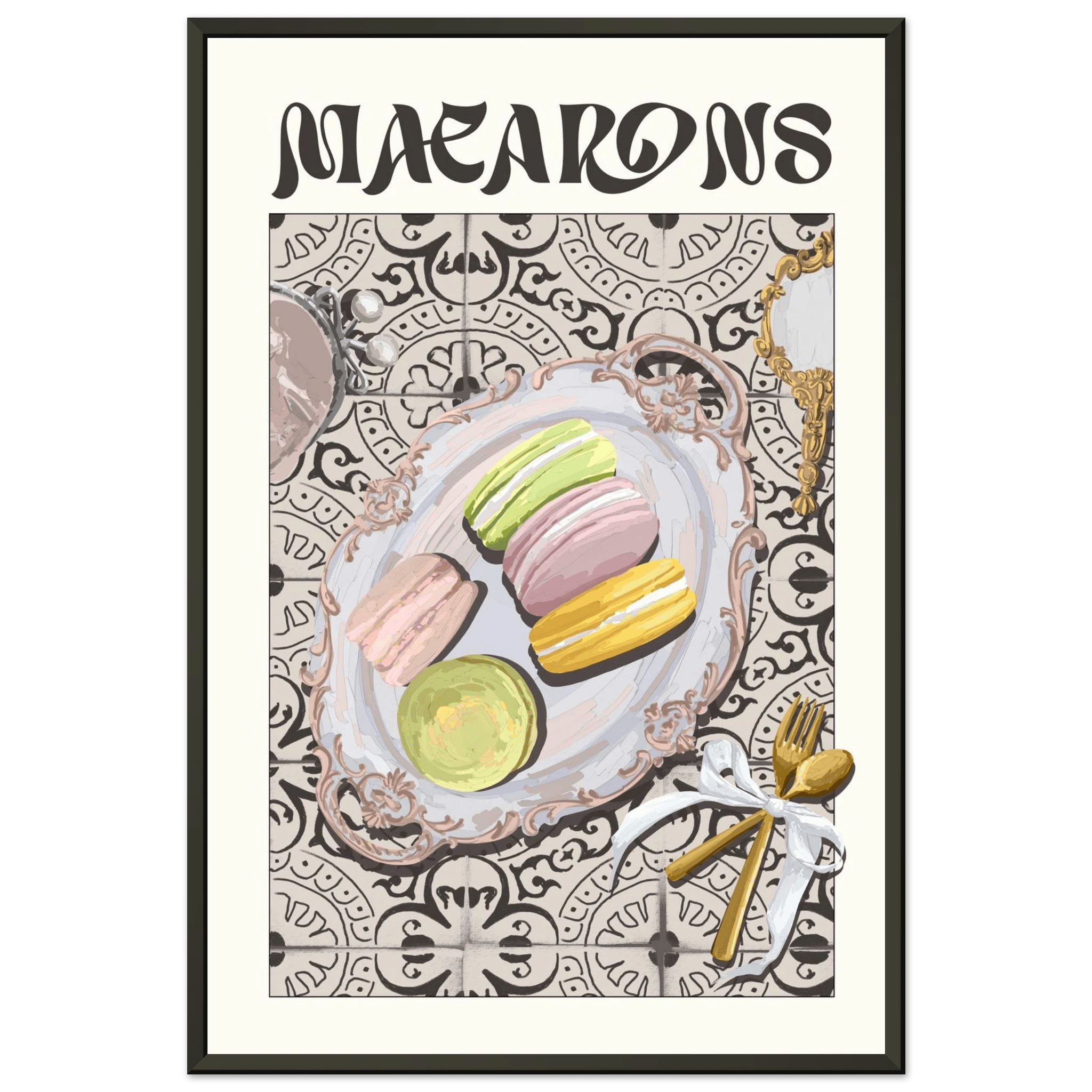 Macarons Poster – Playful French Patisserie Kitchen Wall Art Print (Digital & Printed Options) - Evergreen Posters