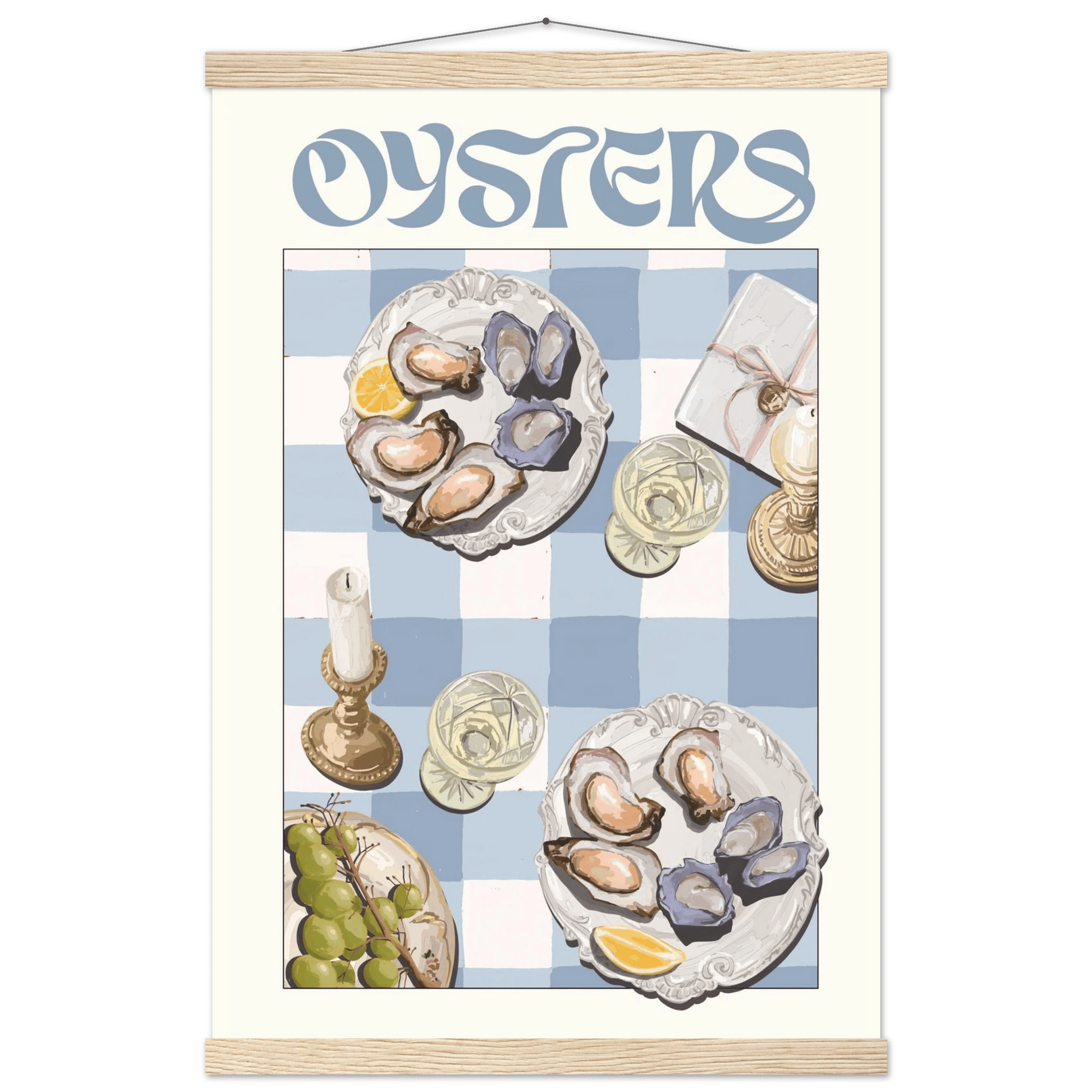 Oysters Poster – Playful Seafood Kitchen Wall Art Print (Digital & Printed Options) - Evergreen Posters