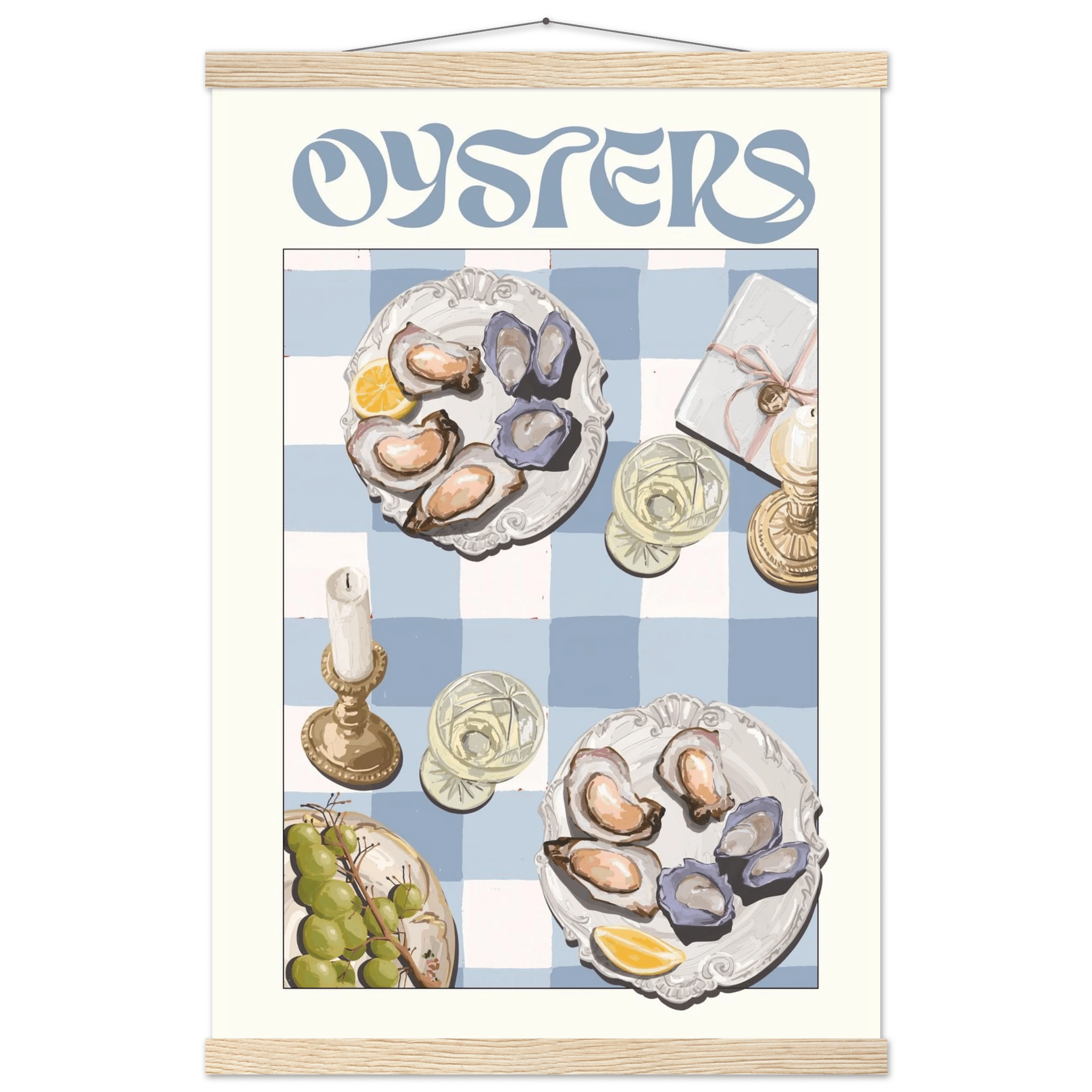 Oysters Poster – Playful Seafood Kitchen Wall Art Print (Digital & Printed Options) - Evergreen Posters
