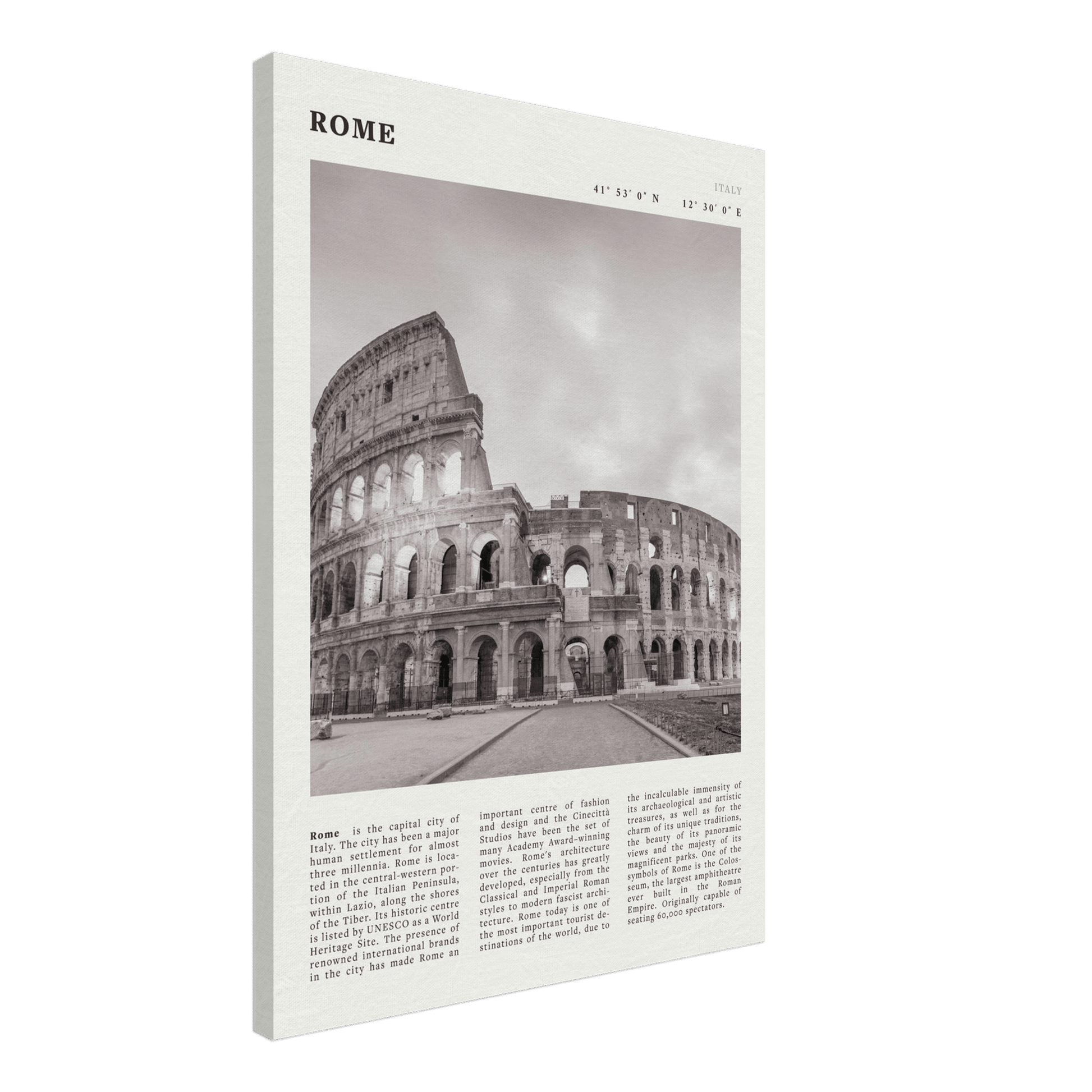 Rome Poster | Black & White Colosseum Wall Art | Italy Travel Print | Roman Decor - Evergreen Posters