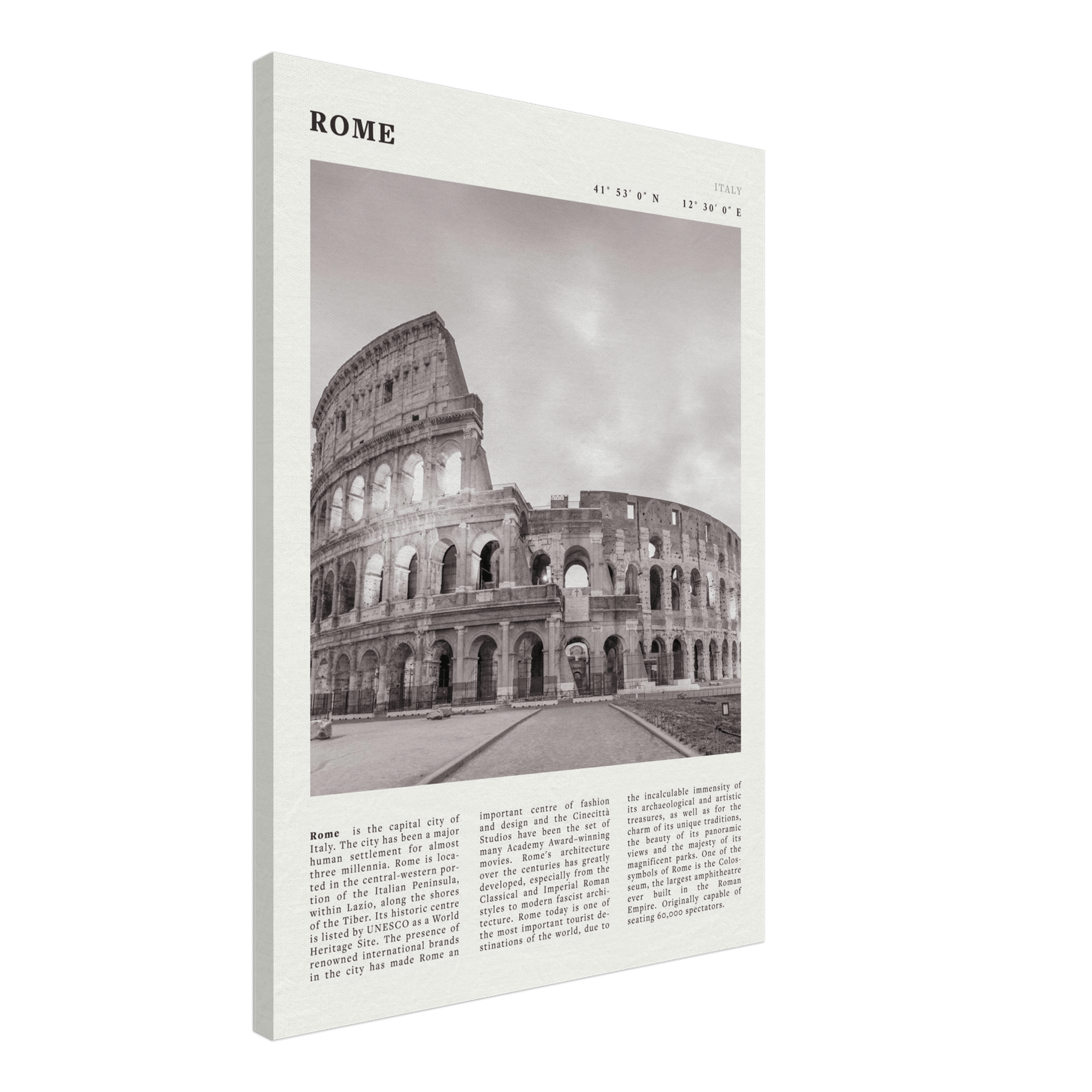 Rome Poster | Black & White Colosseum Wall Art | Italy Travel Print | Roman Decor - Evergreen Posters