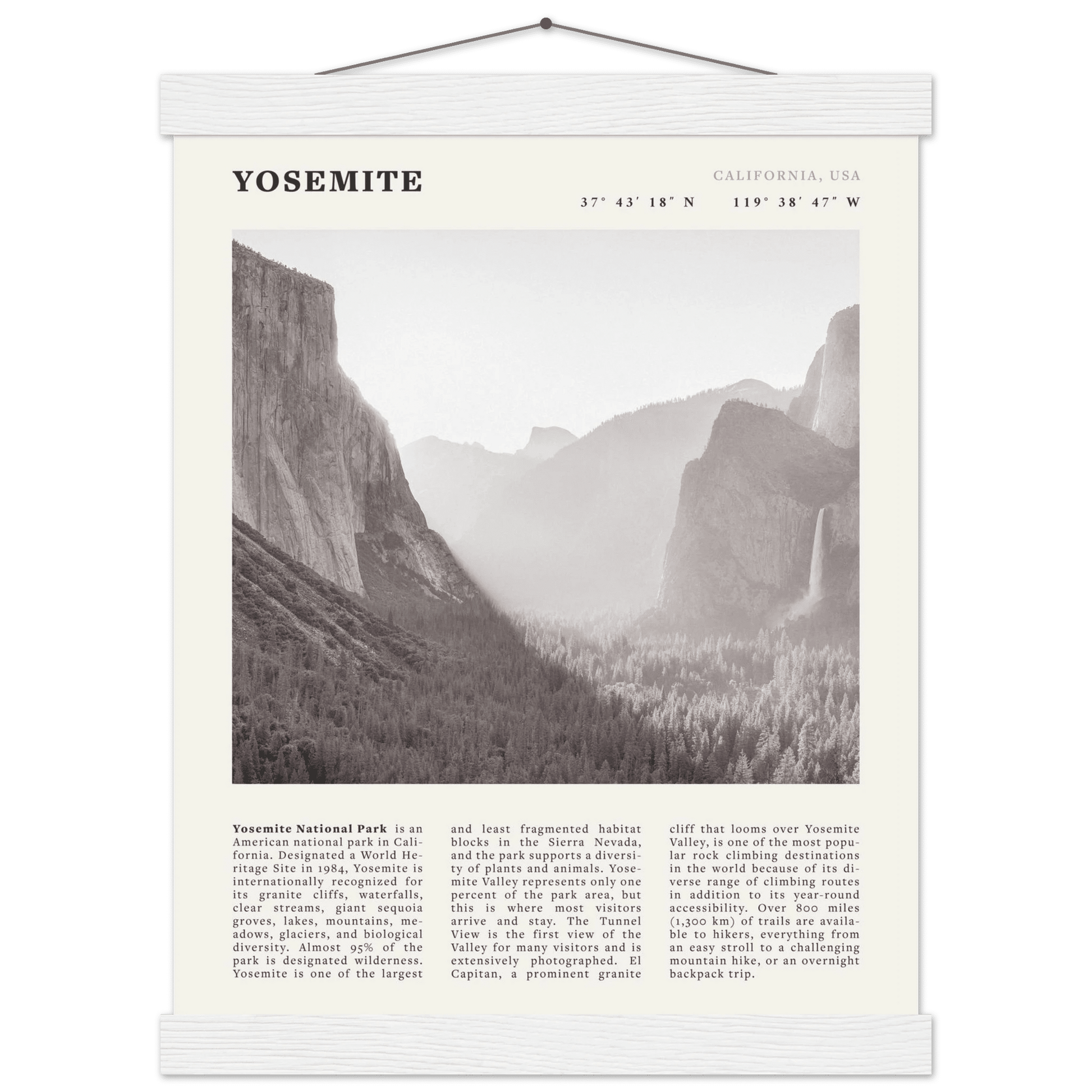 Yosemite Poster | Black & White National Park Wall Art | California Nature Print - Evergreen Posters