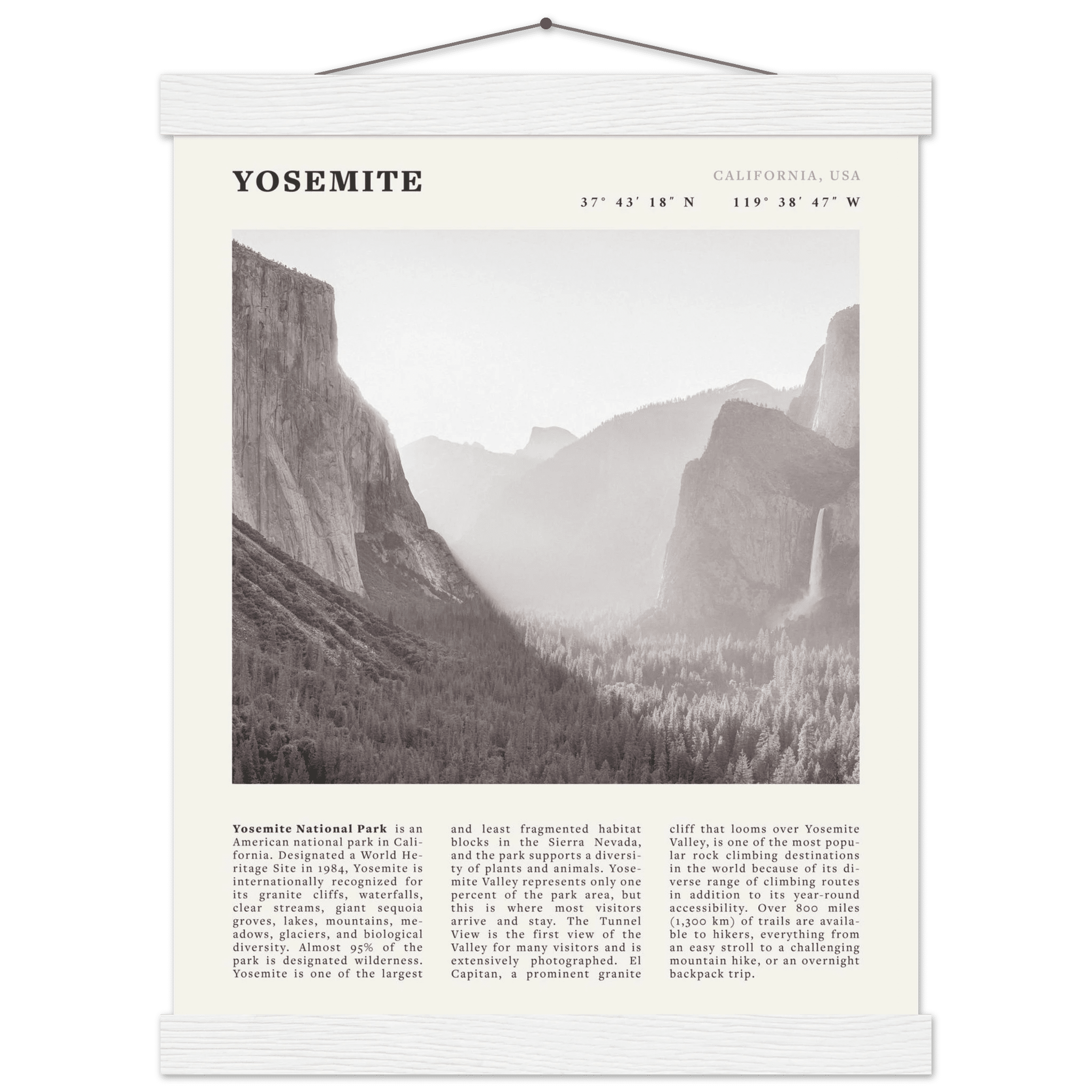 Yosemite Poster | Black & White National Park Wall Art | California Nature Print - Evergreen Posters