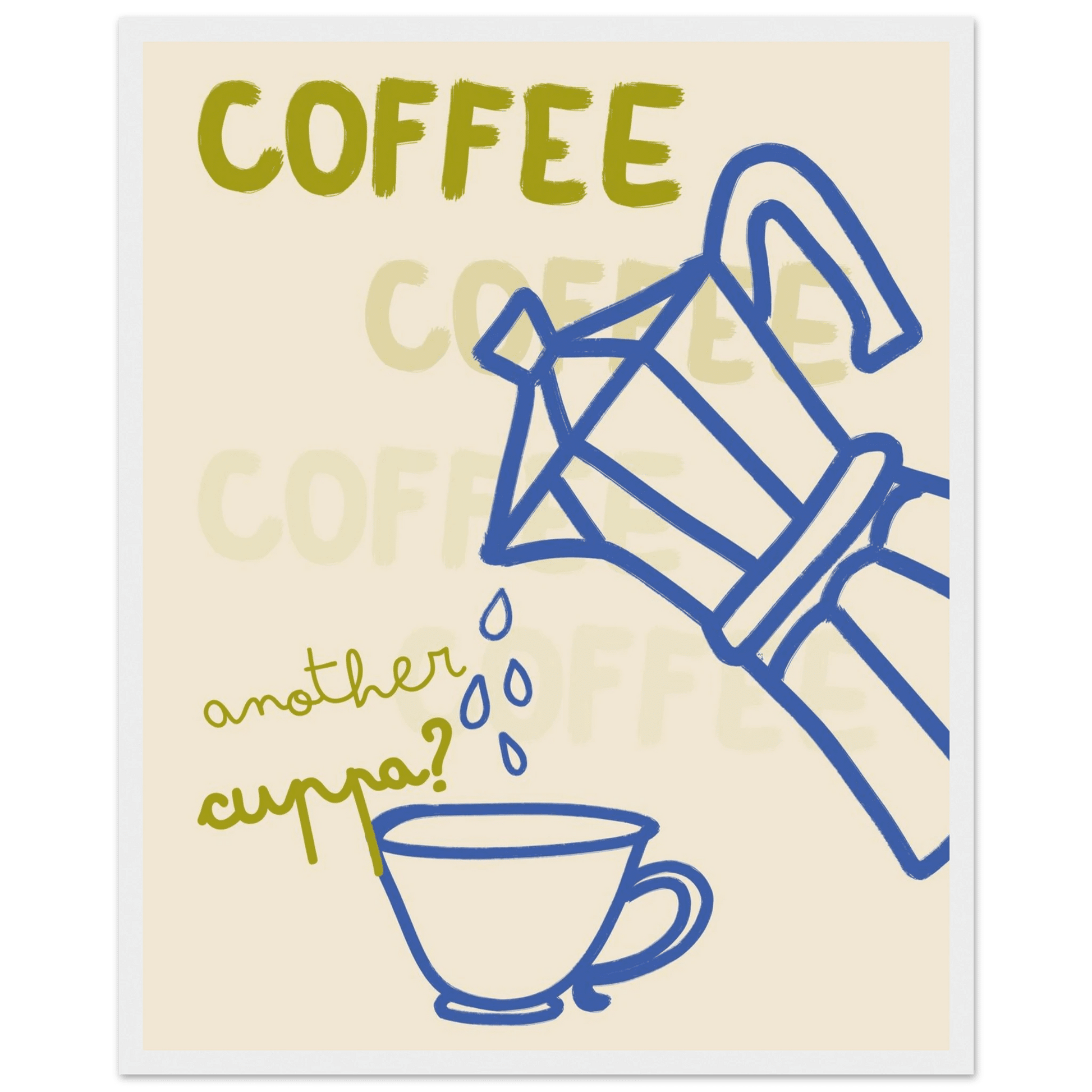 Coffee Print | Another Cuppa Moka Pot Wall Art | Kitchen Coffee Poster - Evergreen Posters