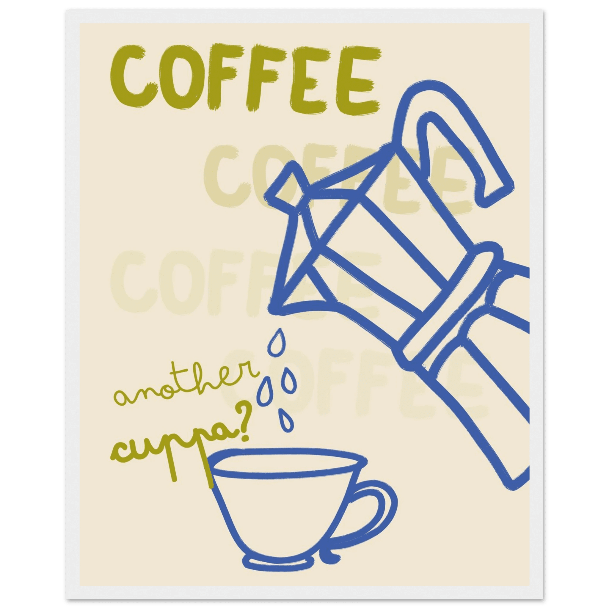 Coffee Print | Another Cuppa Moka Pot Wall Art | Kitchen Coffee Poster - Evergreen Posters