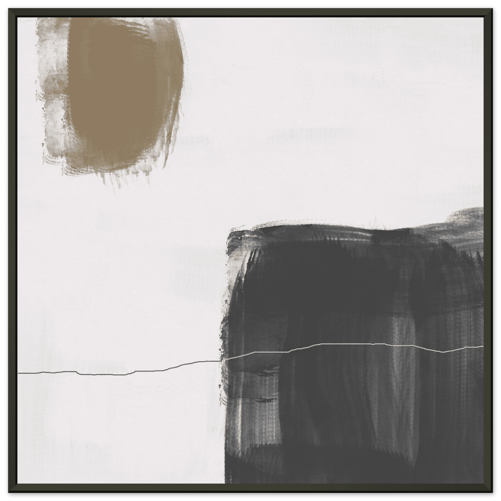Olive & Black Brushstroke Abstract Poster | Minimalist Square Wall Art | Modern Decor - Evergreen Posters