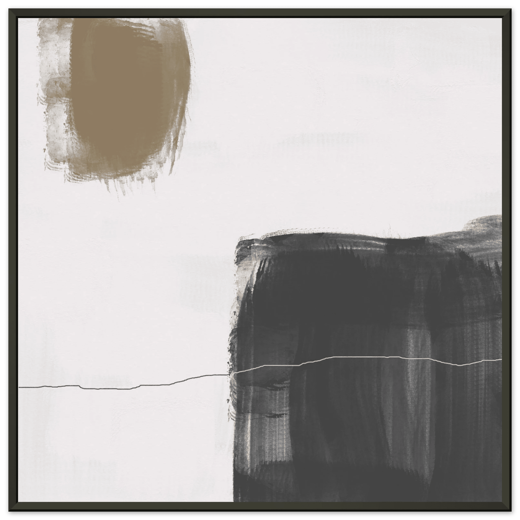 Olive & Black Brushstroke Abstract Poster | Minimalist Square Wall Art | Modern Decor - Evergreen Posters