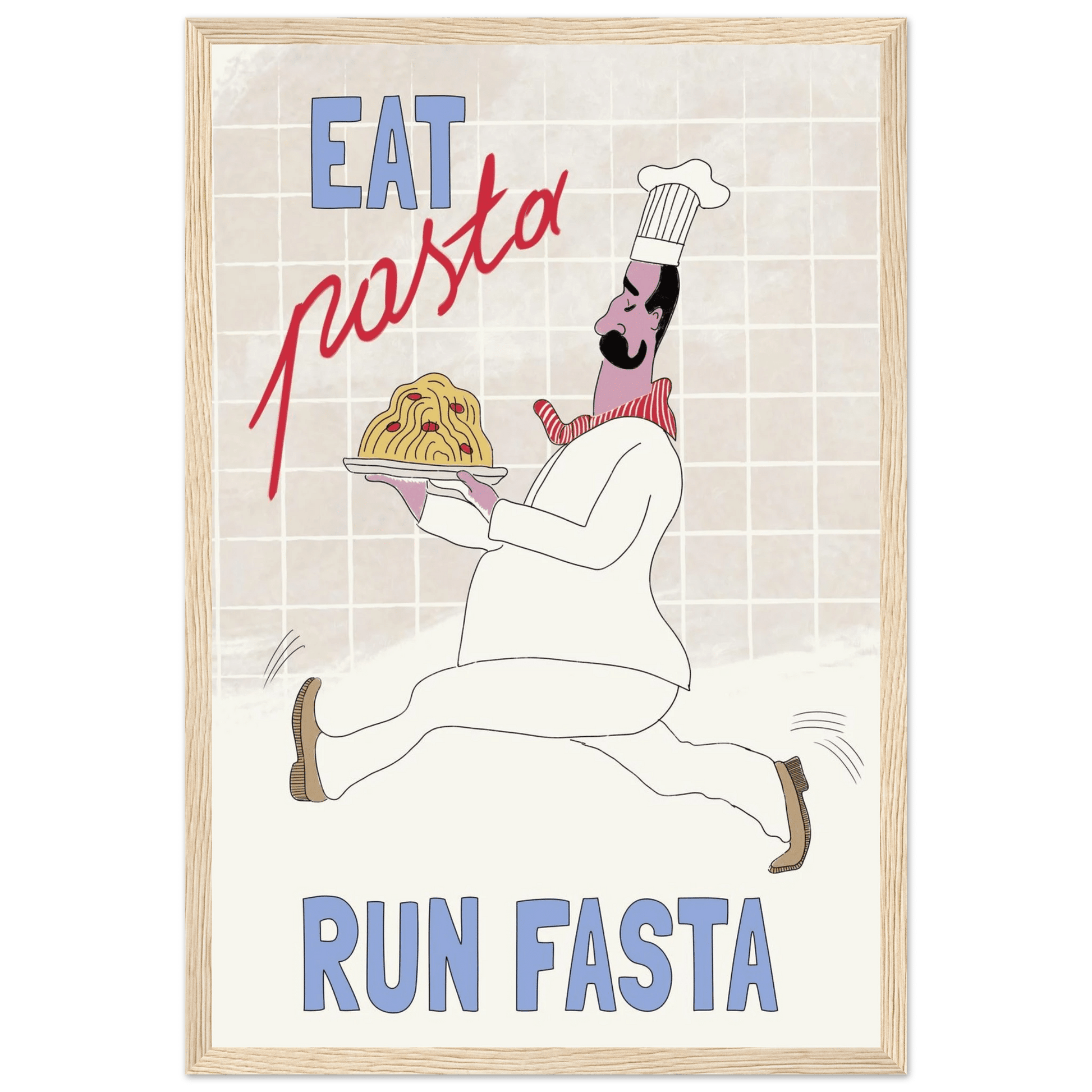 Eat Pasta Run Fasta Poster – Fun Kitchen Wall Art Print (Digital & Printed Options) - Evergreen Posters