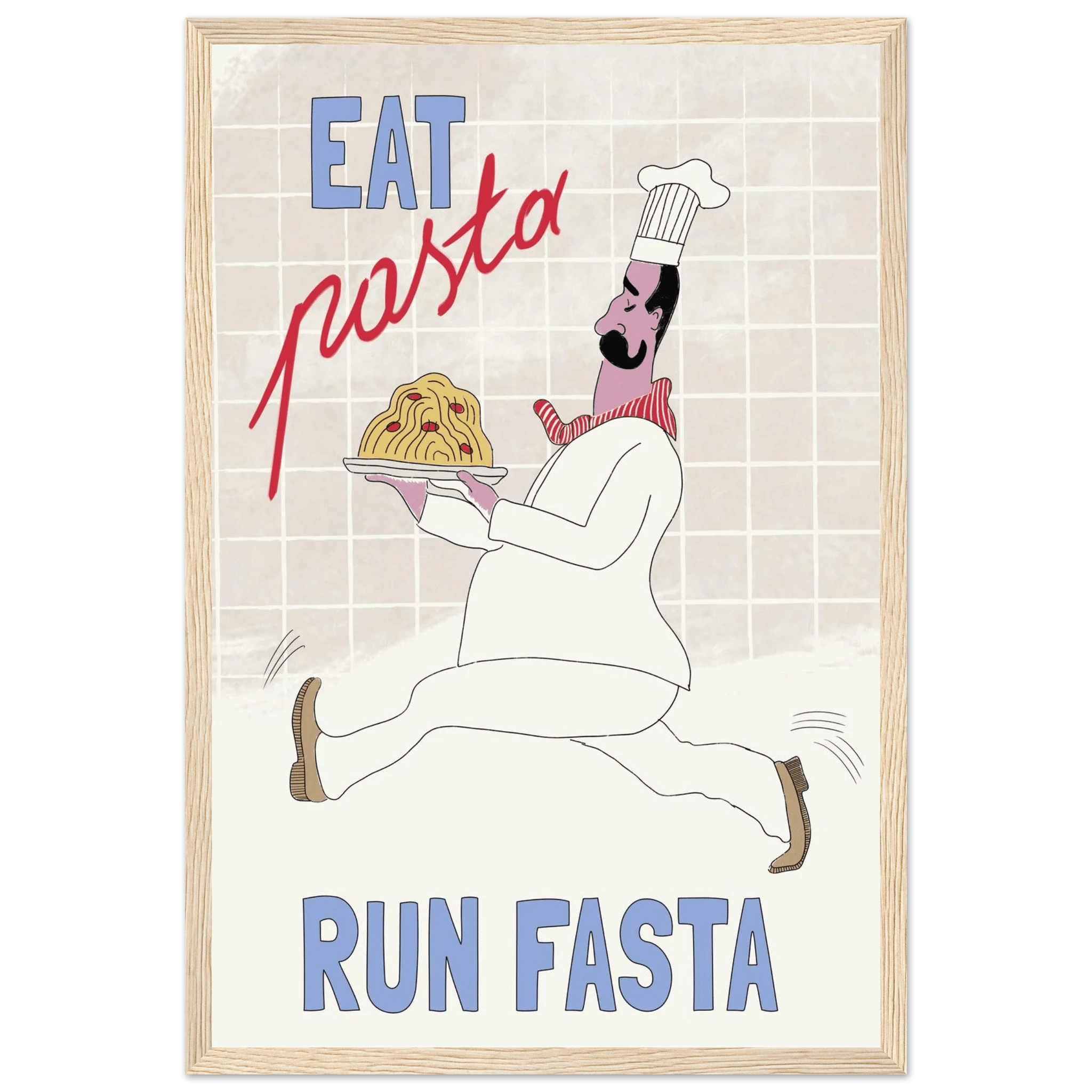 Eat Pasta Run Fasta Poster – Fun Kitchen Wall Art Print (Digital & Printed Options) - Evergreen Posters