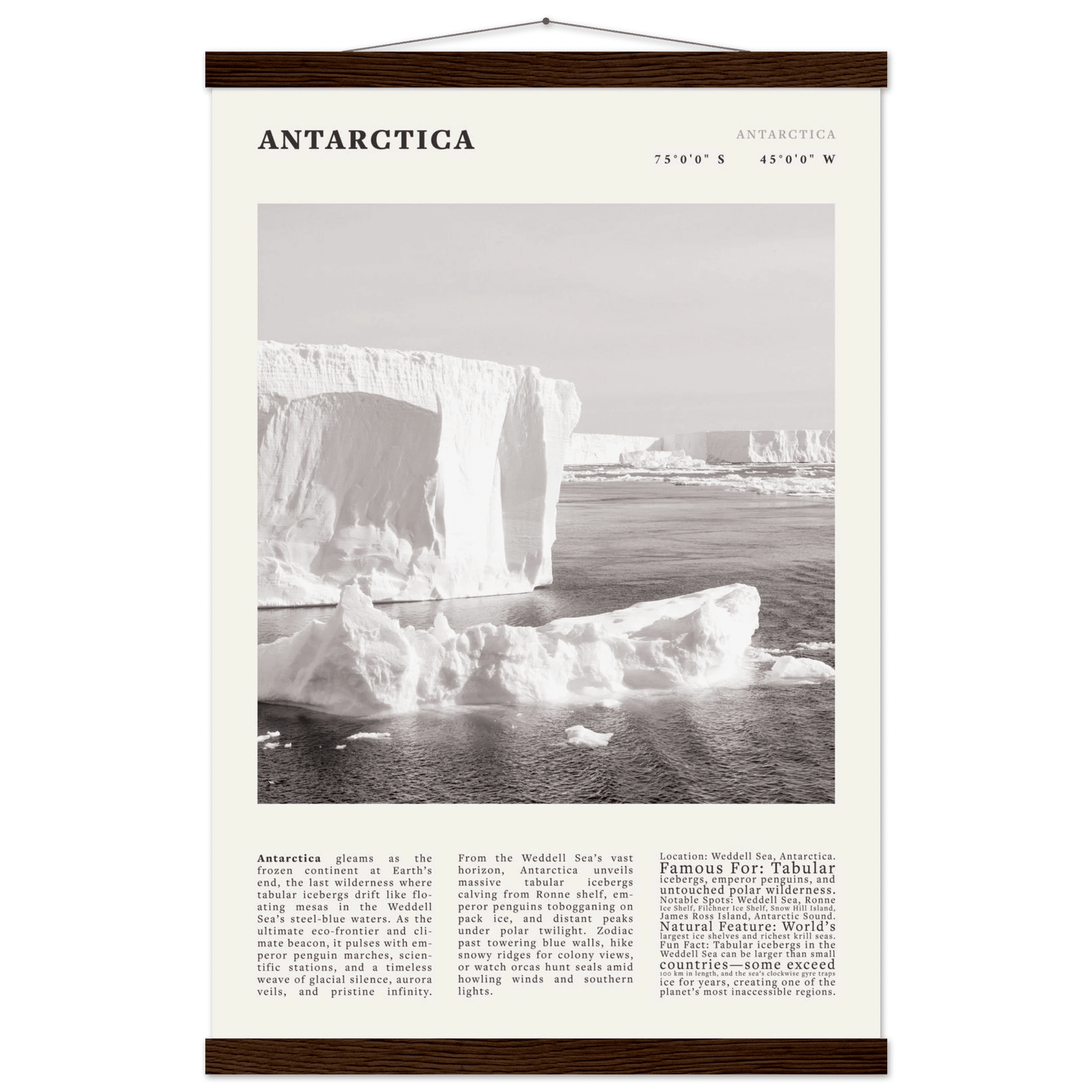 Antarctica Poster Black and White – Vintage Weddell Sea Iceberg Print (Digital & Printed Options) - Evergreen Posters