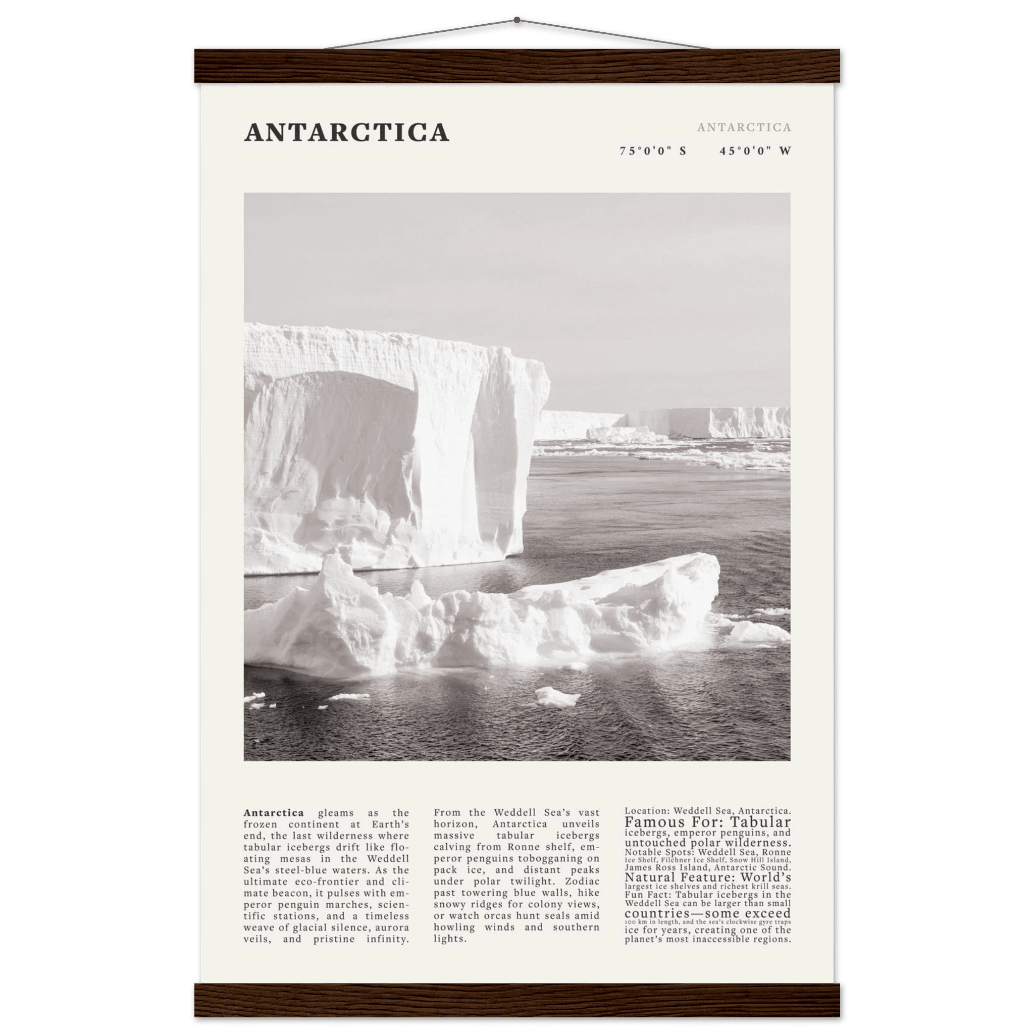 Antarctica Poster Black and White – Vintage Weddell Sea Iceberg Print (Digital & Printed Options) - Evergreen Posters