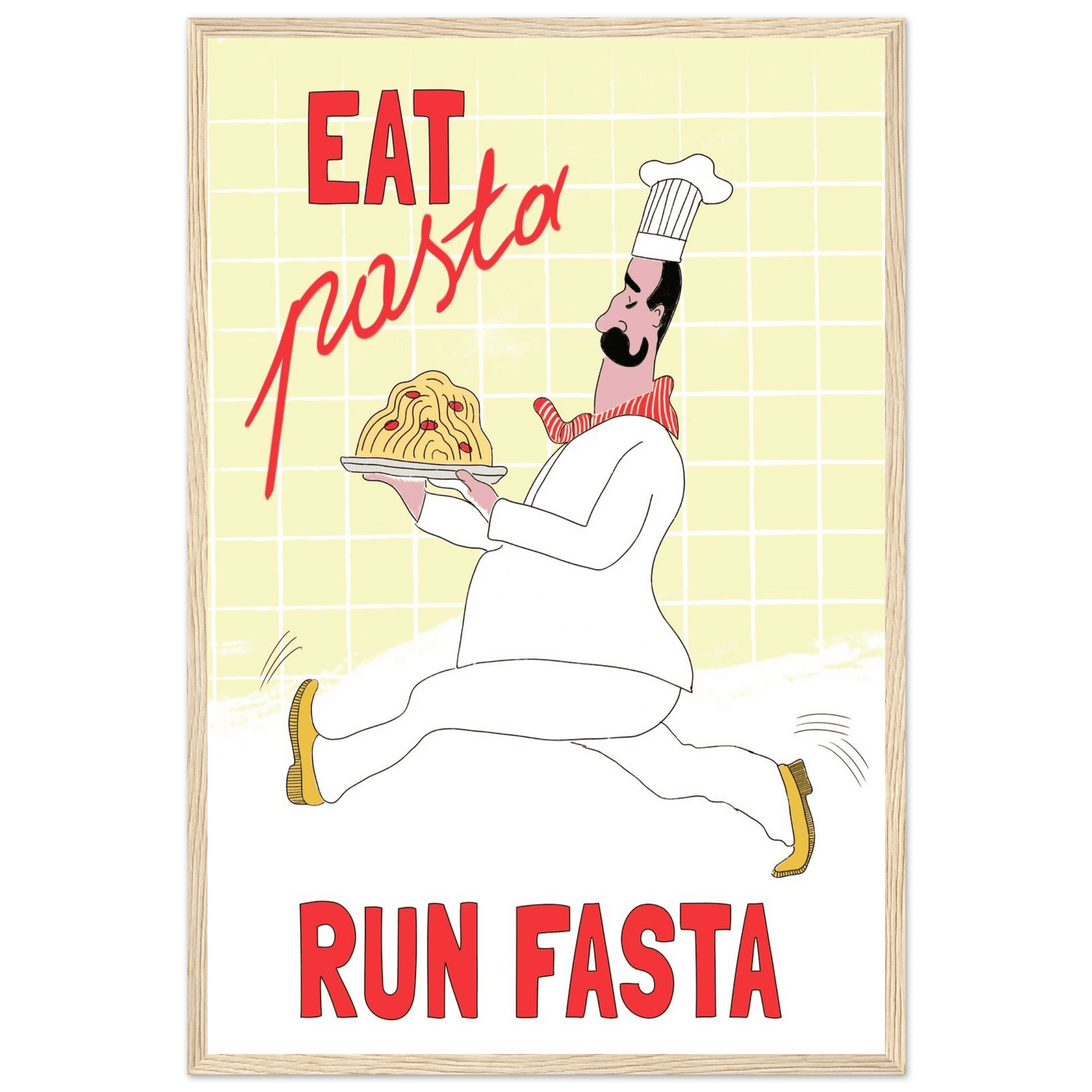 Eat Pasta Run Fasta Poster – Playful Kitchen Wall Art Print (Digital & Printed Options) - Evergreen Posters