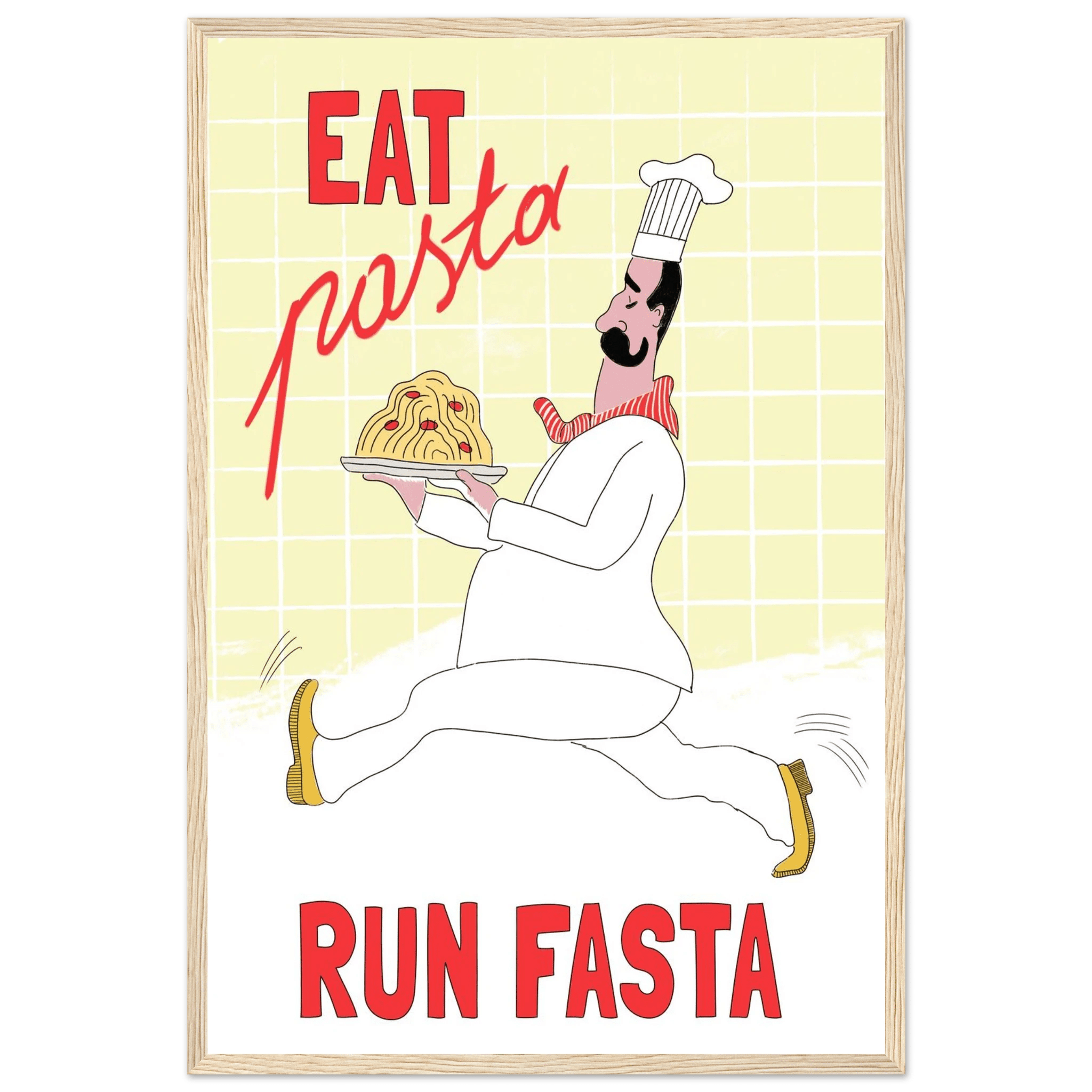 Eat Pasta Run Fasta Poster – Playful Kitchen Wall Art Print (Digital & Printed Options) - Evergreen Posters