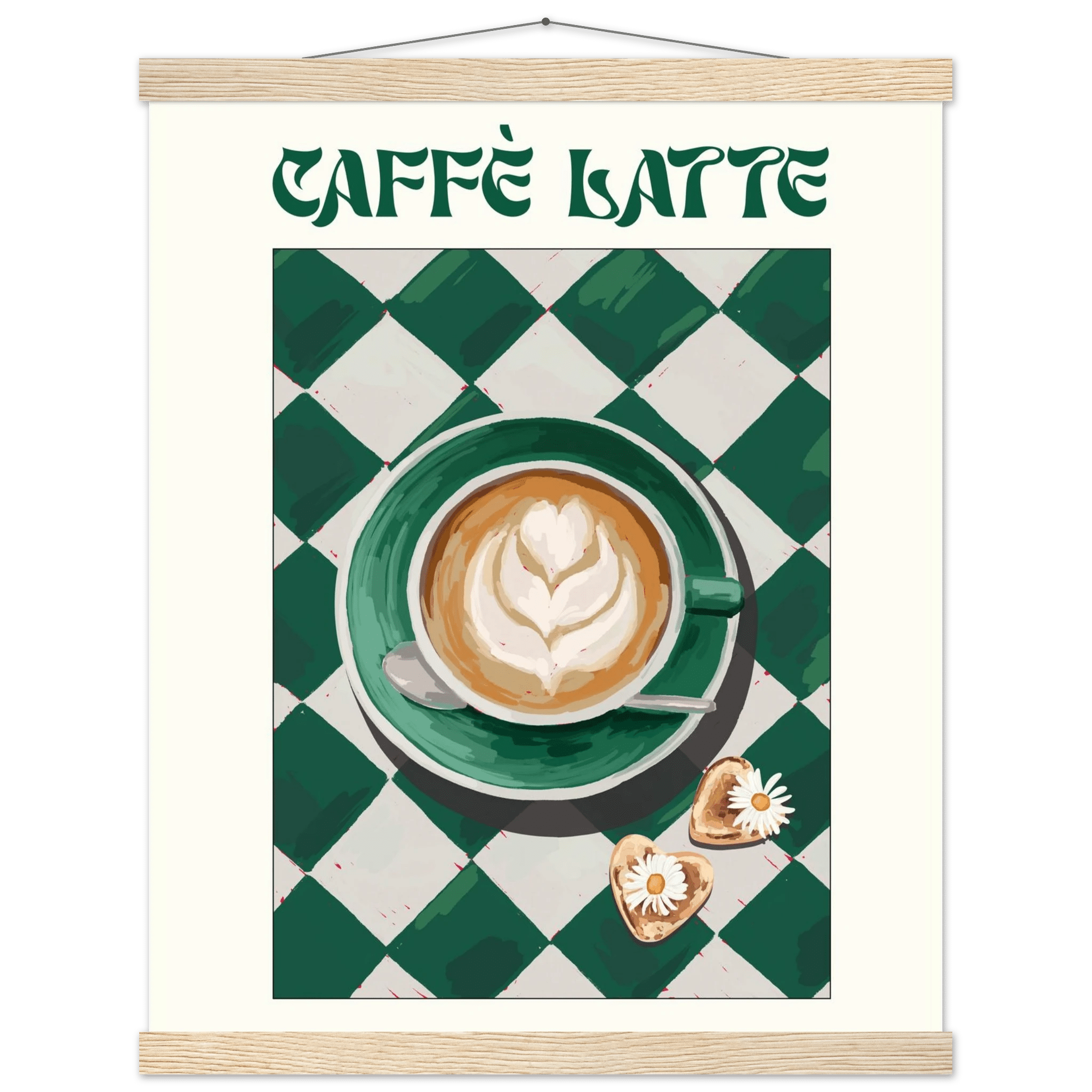 Caffè Latte Poster – Playful Coffee Kitchen Wall Art Print (Digital & Printed Options) - Evergreen Posters