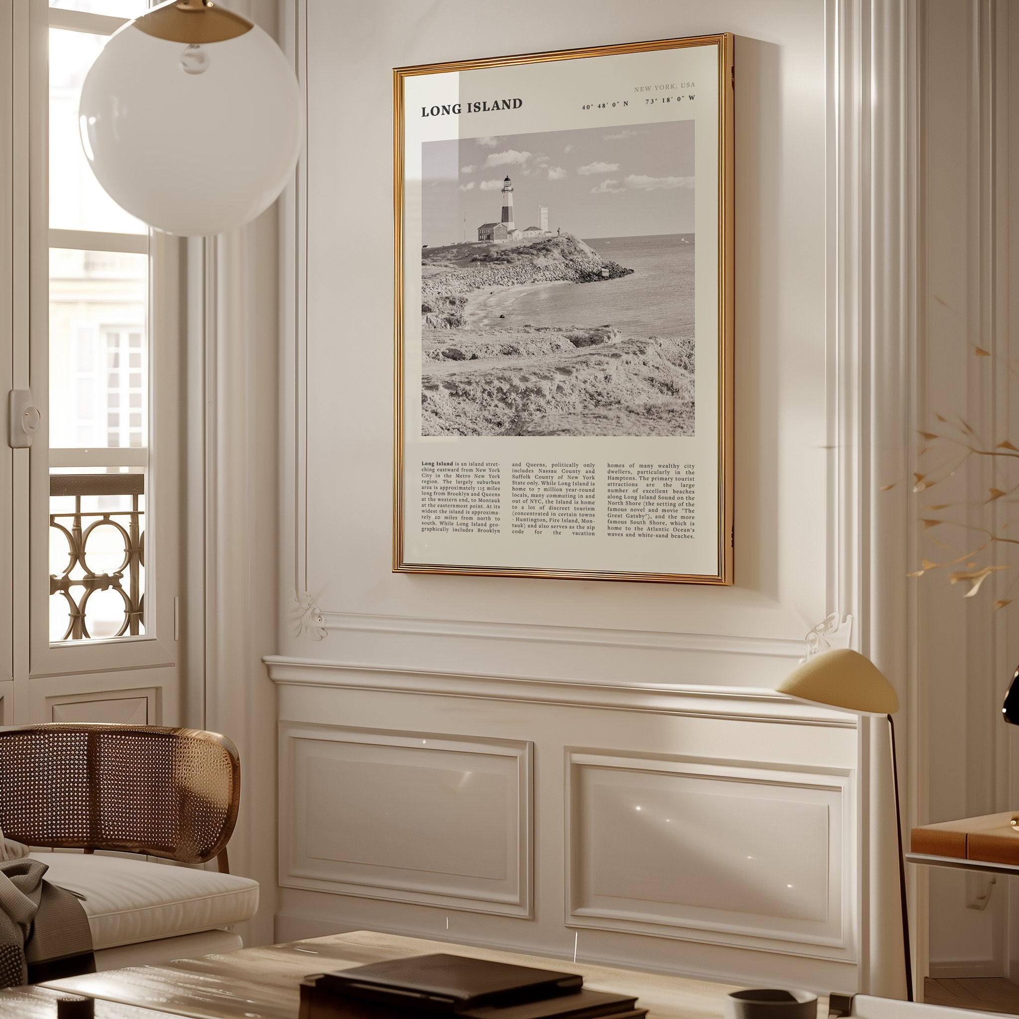 Long Island Poster | Black & White Montauk Lighthouse Wall Art | New York Print - Evergreen Posters