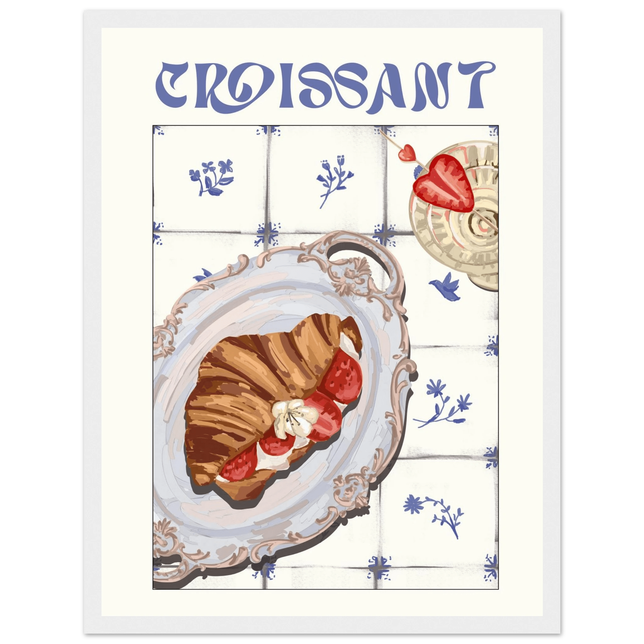 Croissant Poster – Charming French Breakfast Kitchen Wall Art Print (Digital & Printed Options) - Evergreen Posters