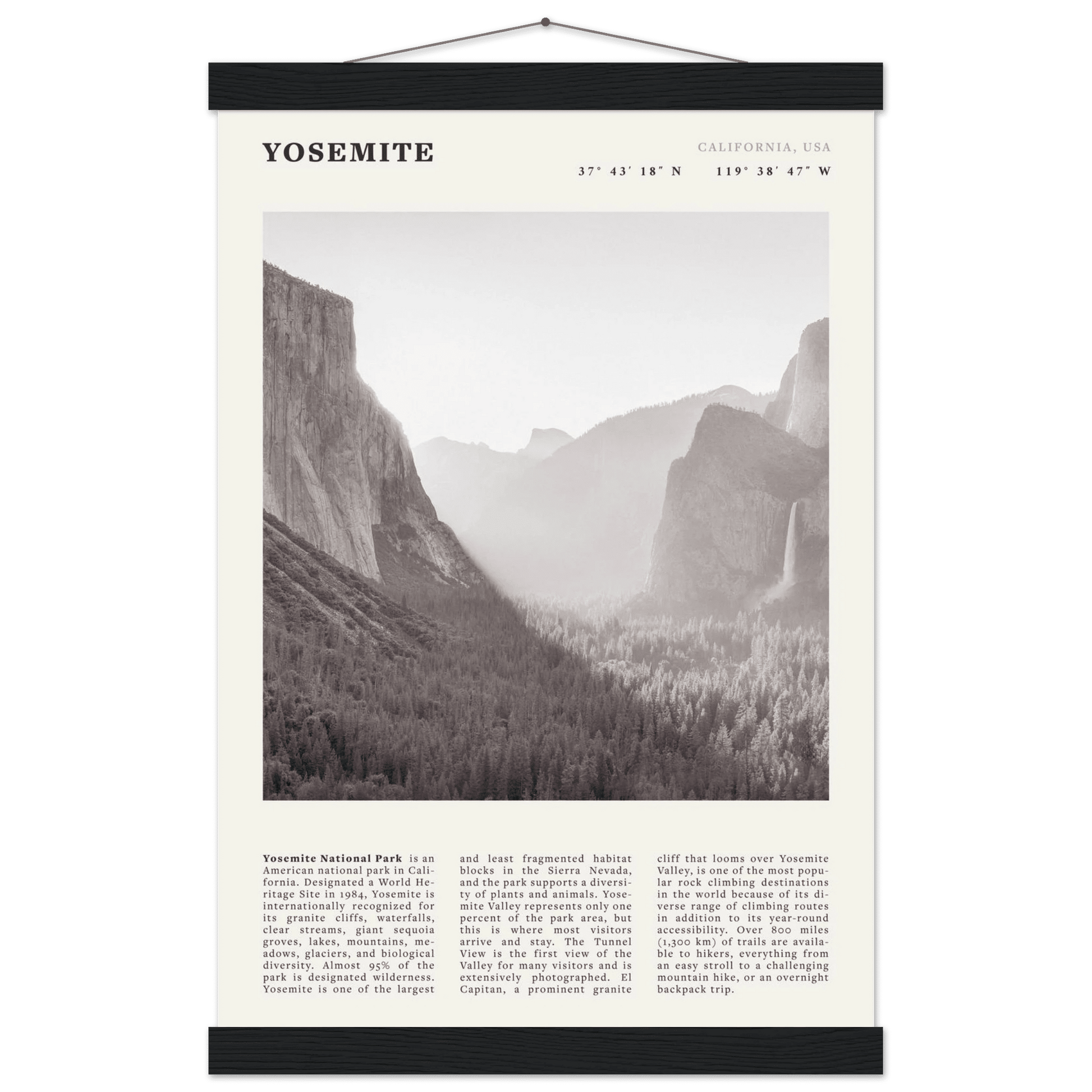 Yosemite Poster | Black & White National Park Wall Art | California Nature Print - Evergreen Posters