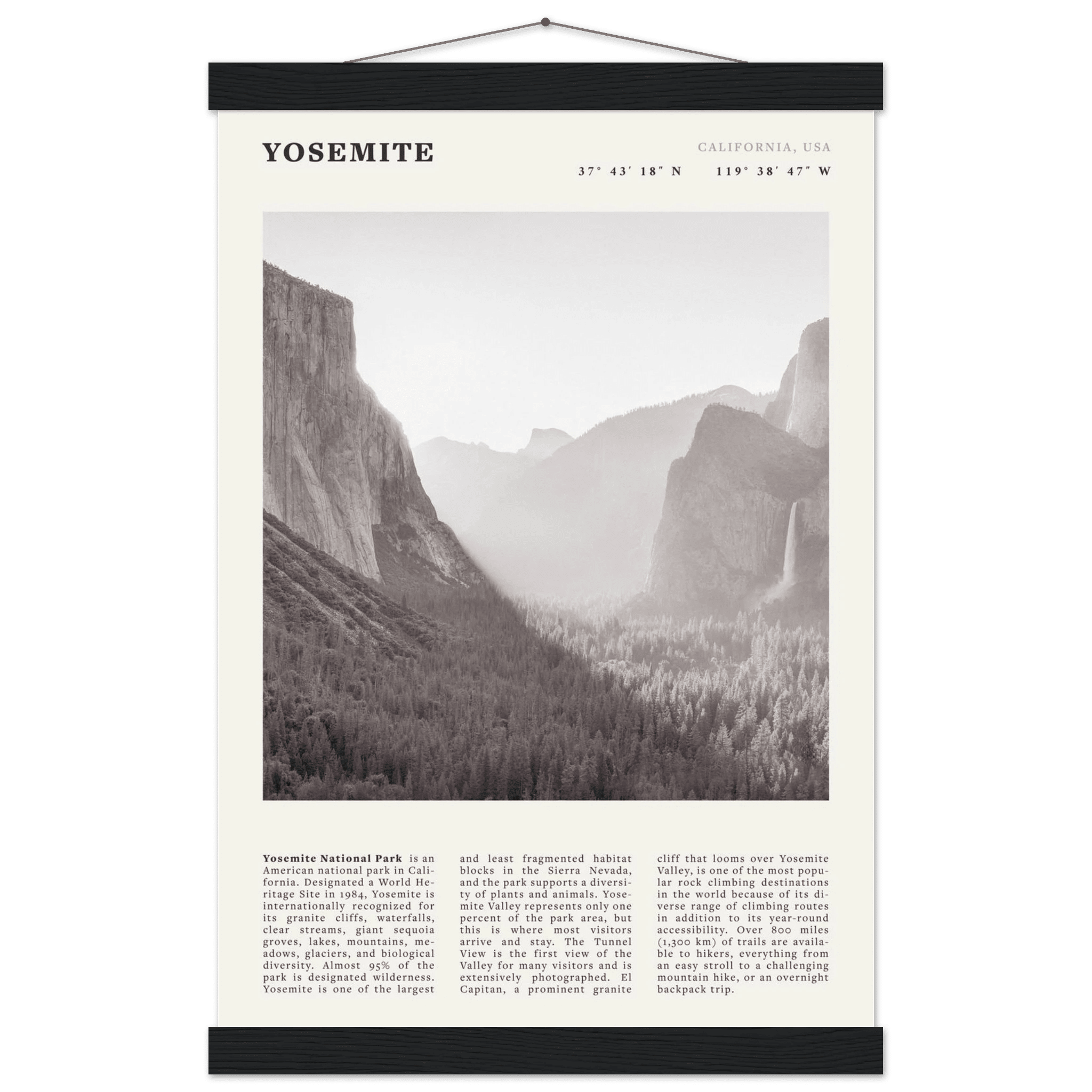 Yosemite Poster | Black & White National Park Wall Art | California Nature Print - Evergreen Posters