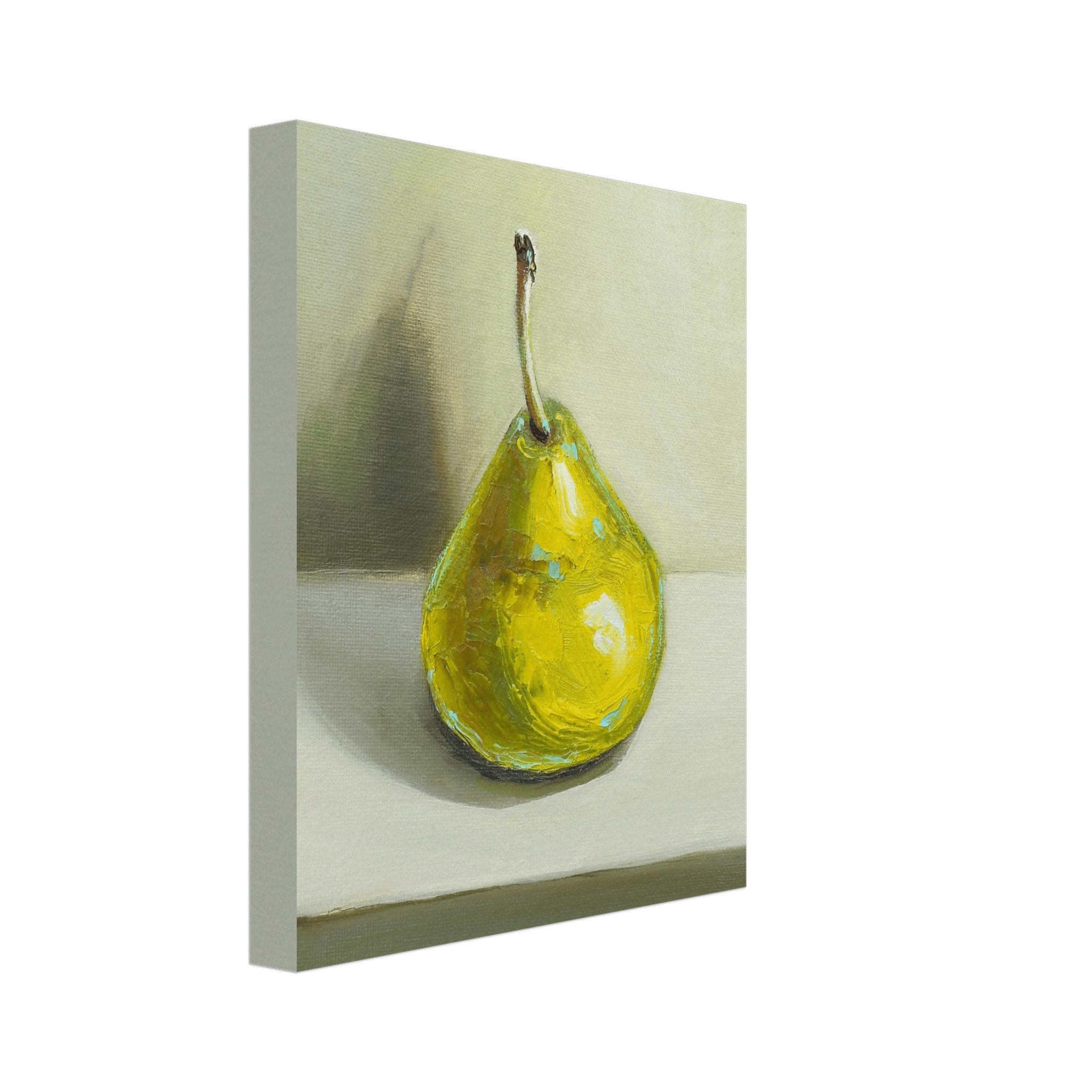 Pear Print | Green Pear Oil Painting Wall Art | Kitchen Poster - Evergreen Posters