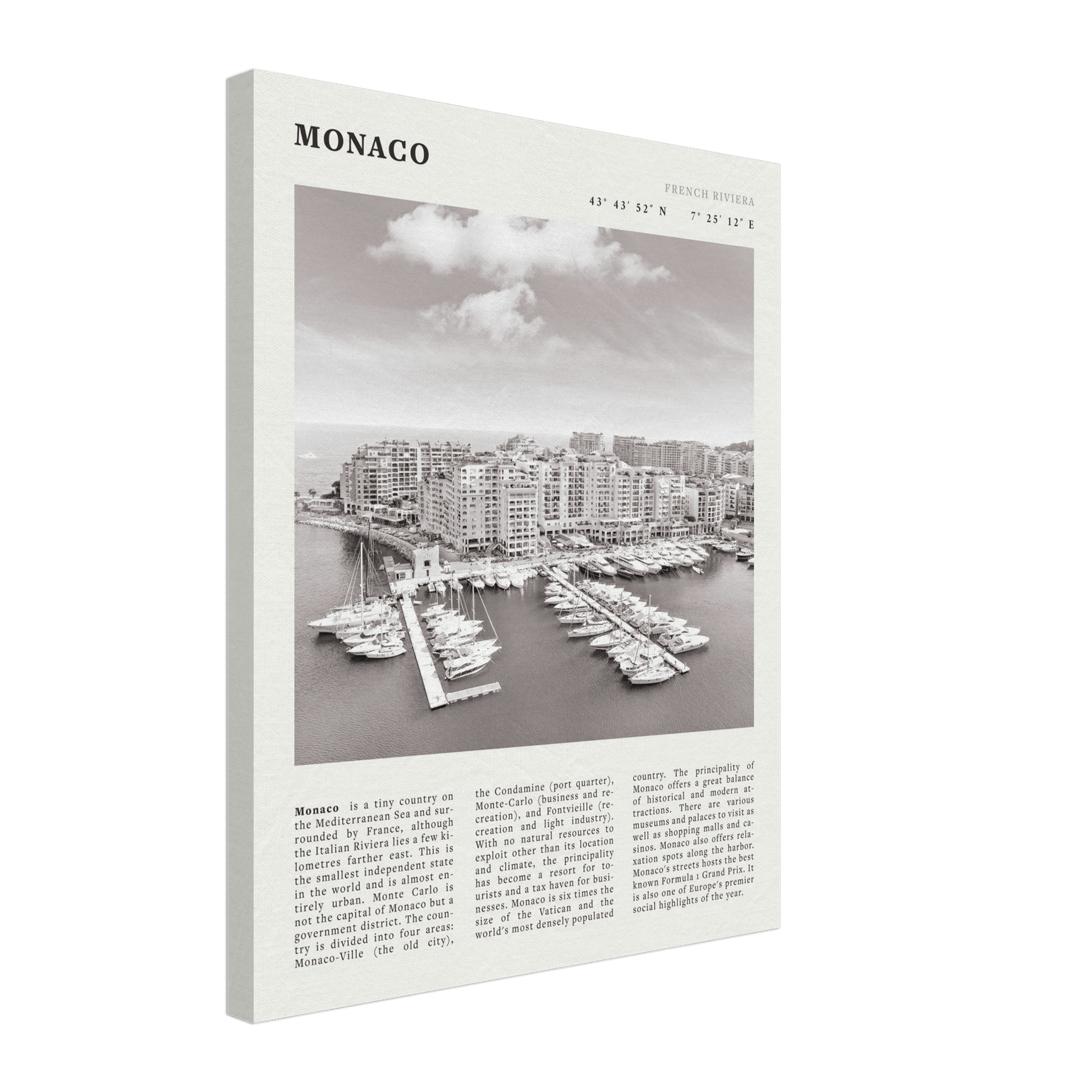 Monaco Poster Black and White – Vintage Monte Carlo Harbor Print (Digital & Printed Options) - Evergreen Posters