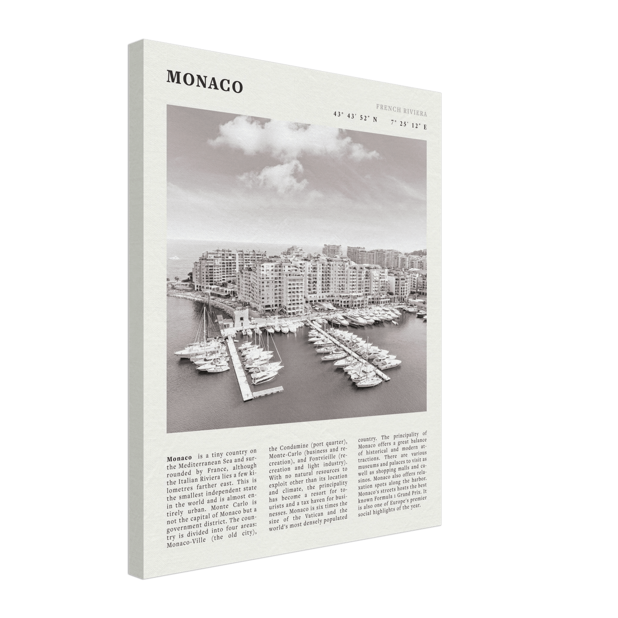 Monaco Poster Black and White – Vintage Monte Carlo Harbor Print (Digital & Printed Options) - Evergreen Posters