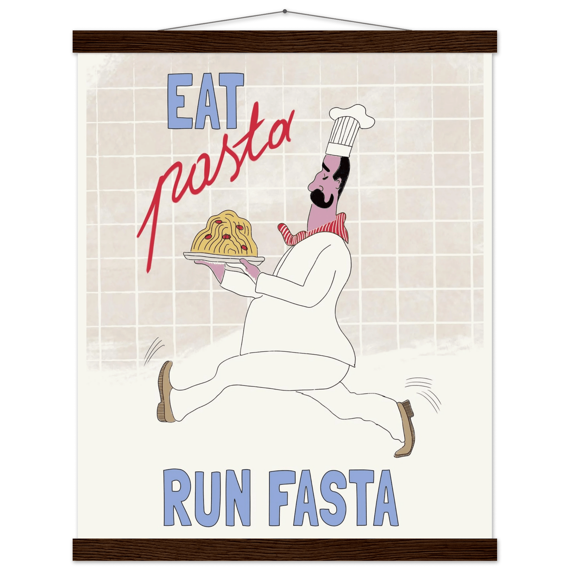 Eat Pasta Run Fasta Poster – Fun Kitchen Wall Art Print (Digital & Printed Options) - Evergreen Posters