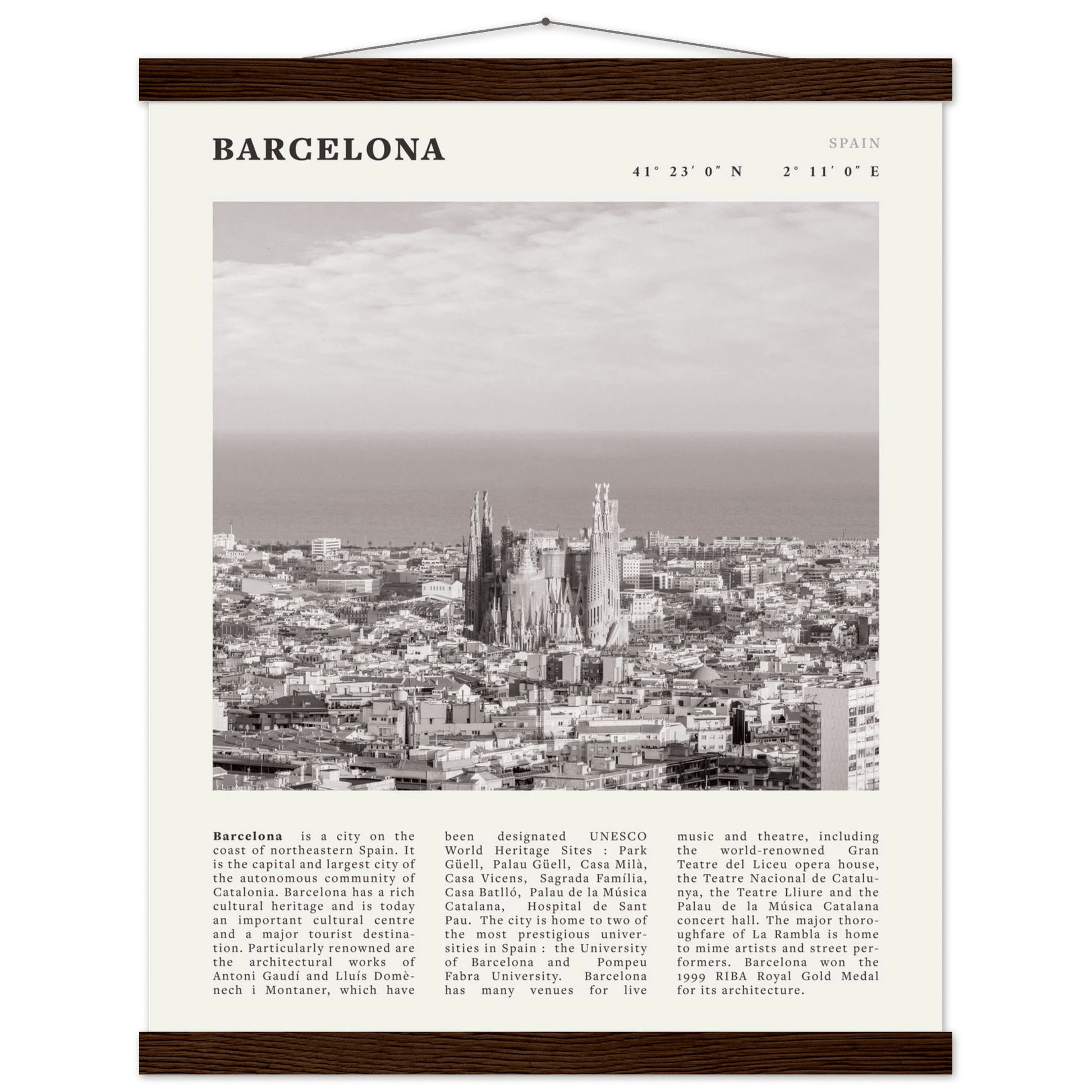 Barcelona Poster | Black & White Sagrada Familia Wall Art | Spain Travel Print - Evergreen Posters