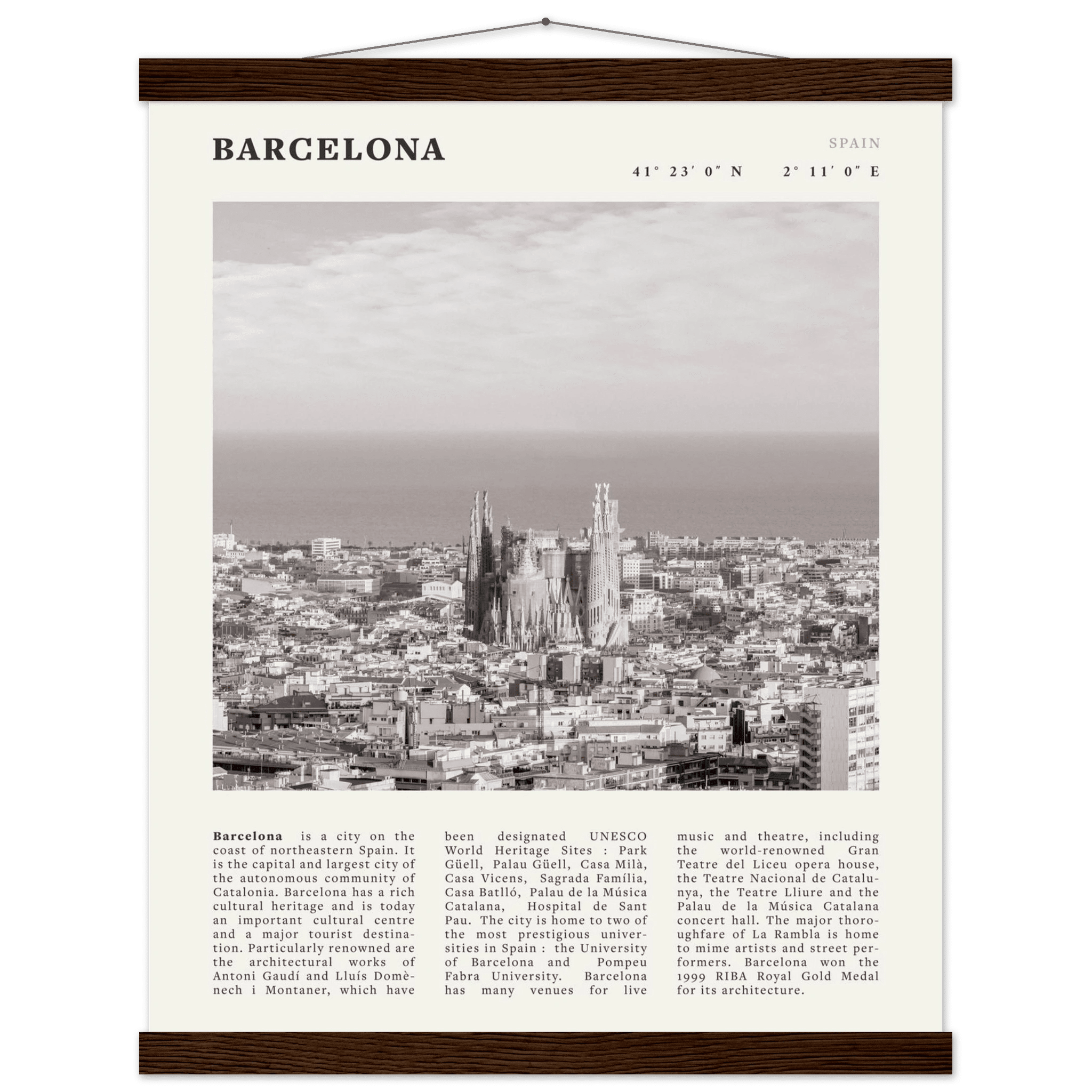 Barcelona Poster | Black & White Sagrada Familia Wall Art | Spain Travel Print - Evergreen Posters