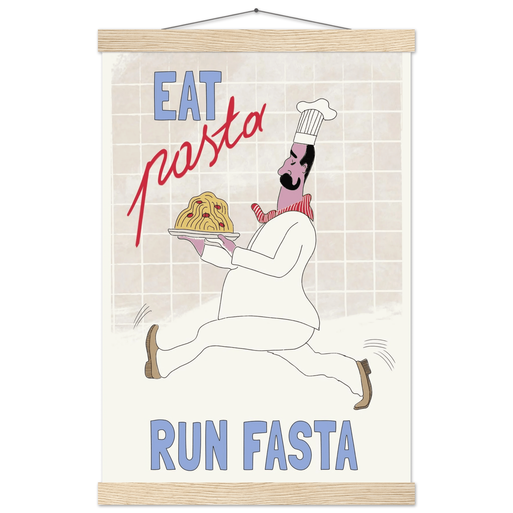 Eat Pasta Run Fasta Poster – Fun Kitchen Wall Art Print (Digital & Printed Options) - Evergreen Posters