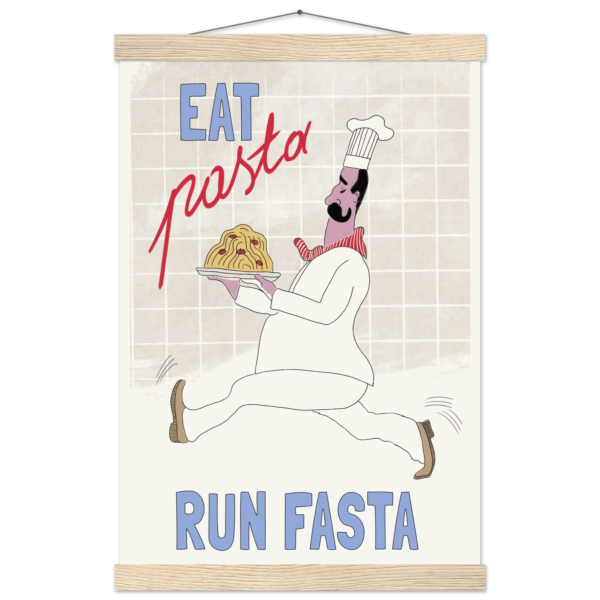 Eat Pasta Run Fasta Poster – Fun Kitchen Wall Art Print (Digital & Printed Options) - Evergreen Posters