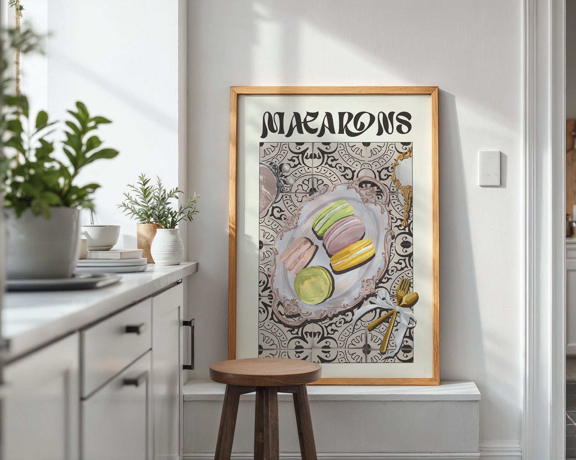 Macarons Poster – Playful French Patisserie Kitchen Wall Art Print (Digital & Printed Options) - Evergreen Posters