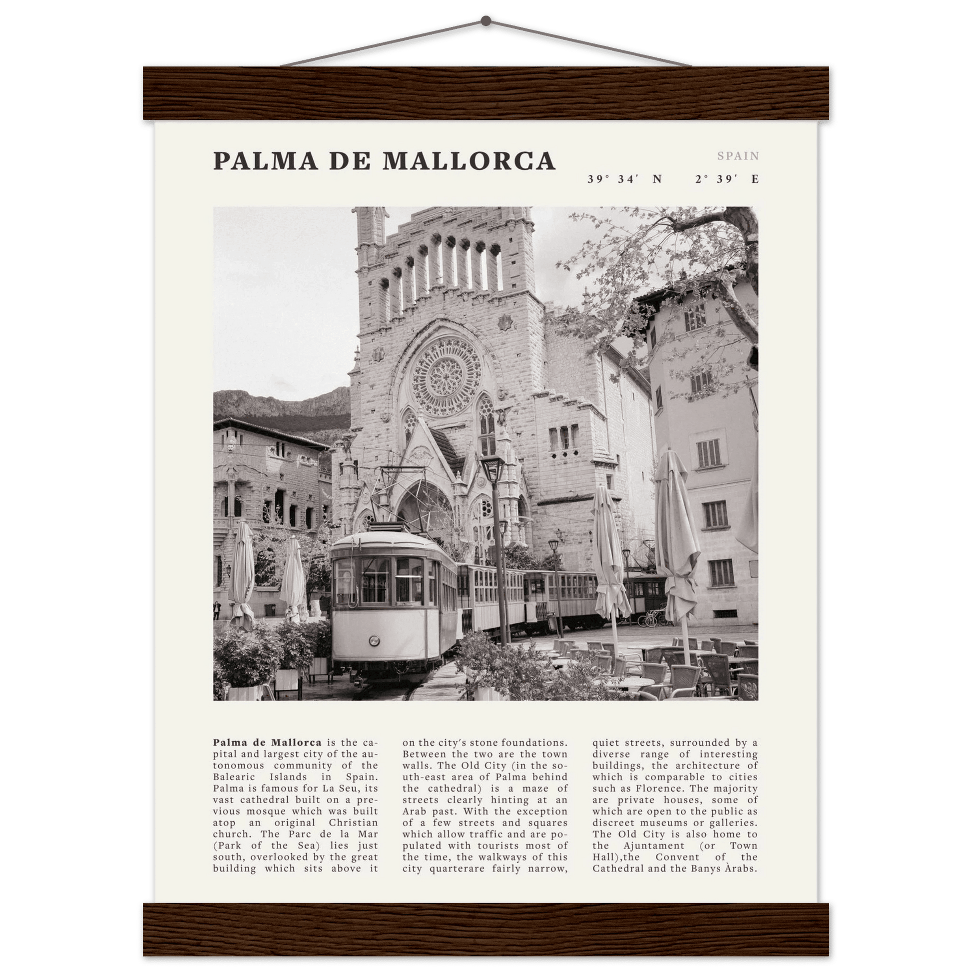 Palma de Mallorca Poster | Black & White Spain Wall Art | Travel Print | Mediterranean Decor - Evergreen Posters
