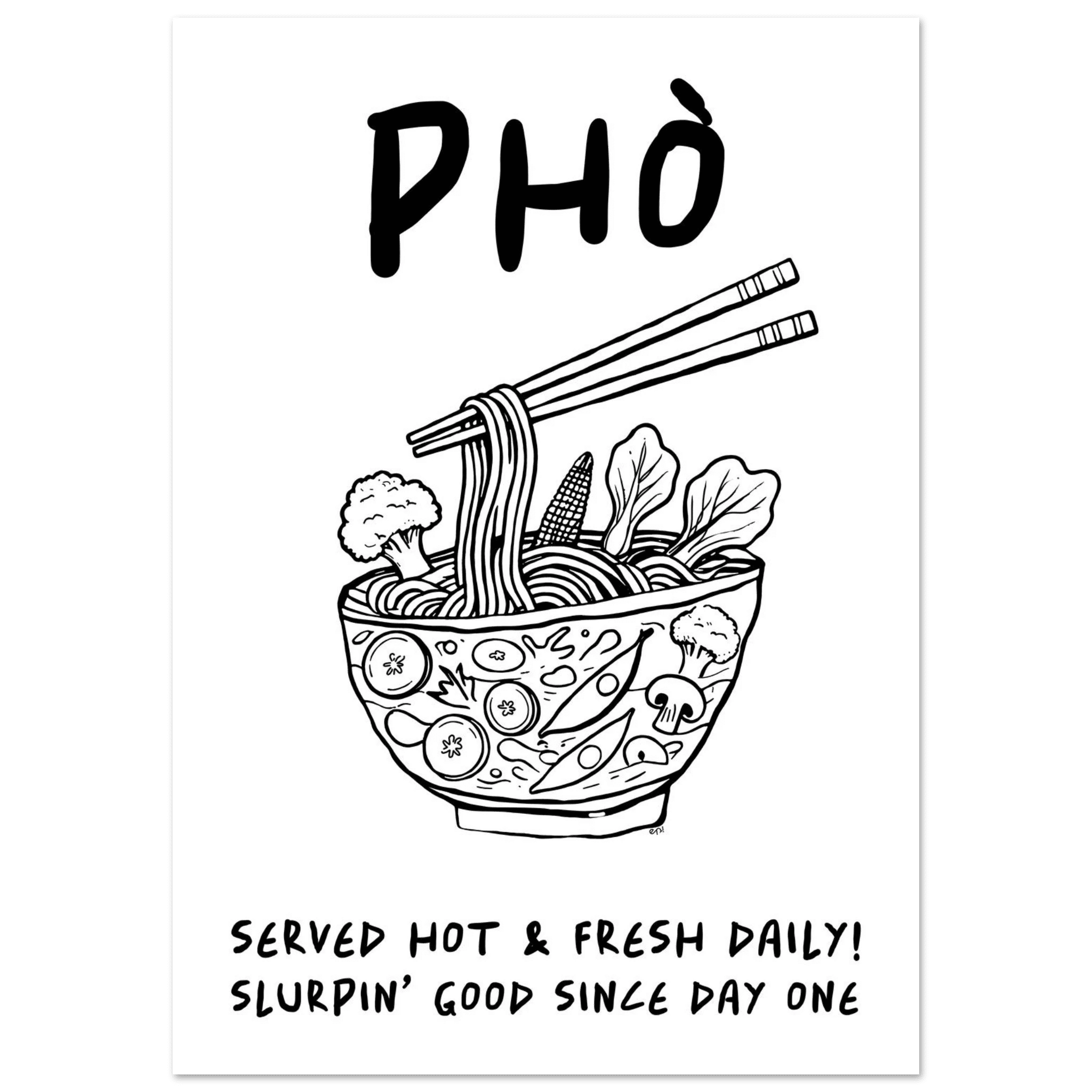 Pho Poster – Funny Vietnamese Kitchen Wall Art Print (Digital & Printed Options) - Evergreen Posters