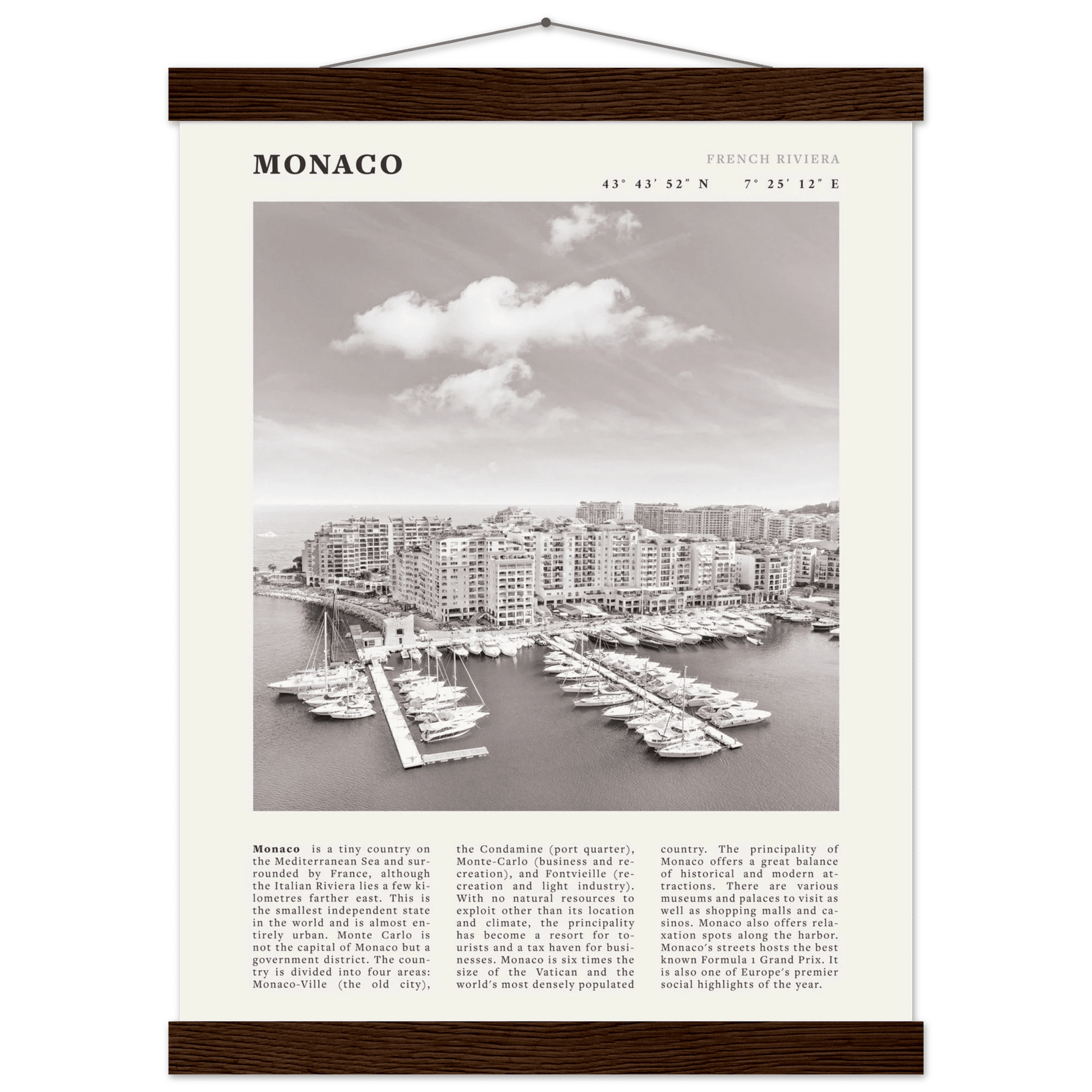 Monaco Poster Black and White – Vintage Monte Carlo Harbor Print (Digital & Printed Options) - Evergreen Posters
