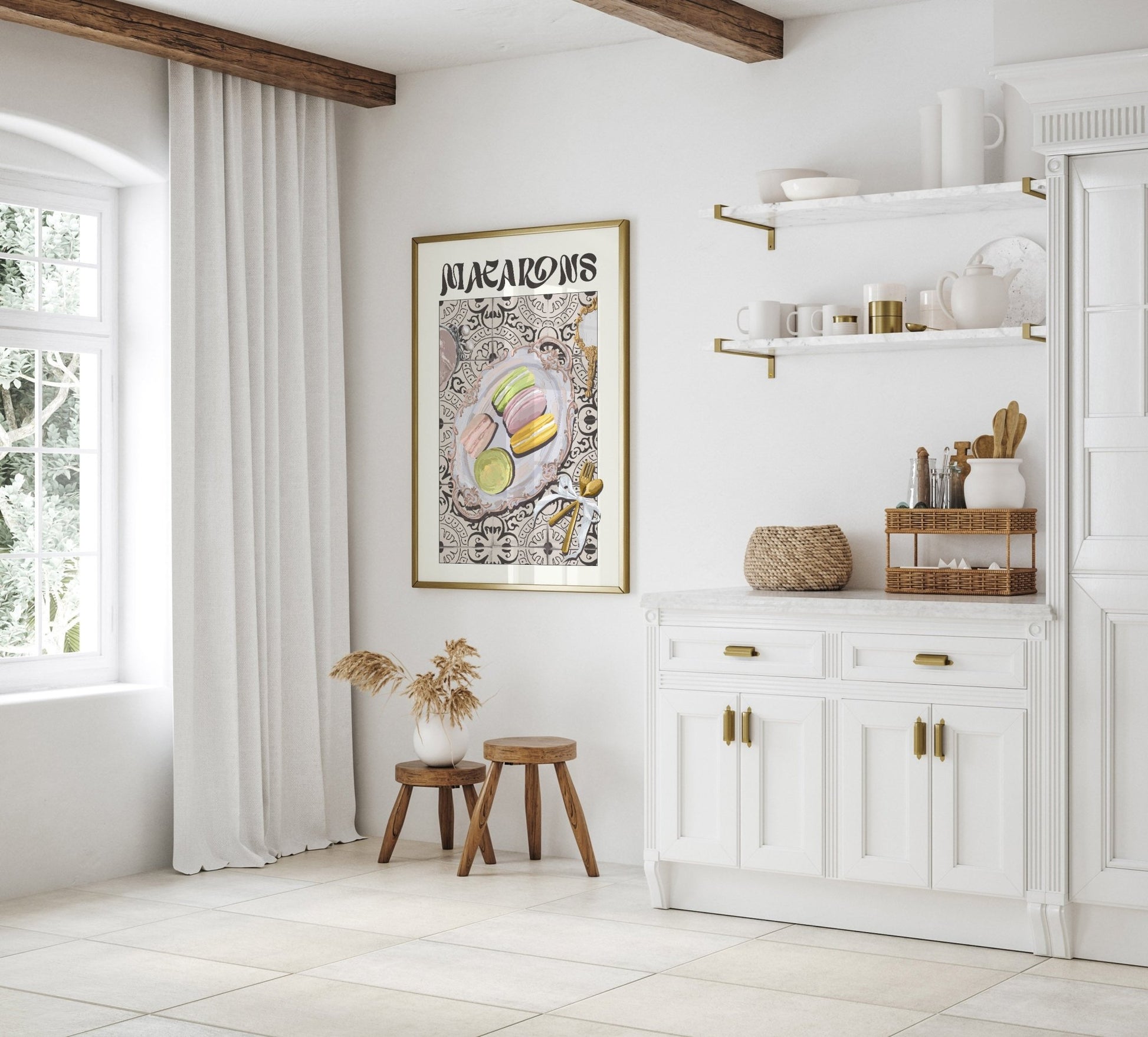 Macarons Poster – Playful French Patisserie Kitchen Wall Art Print (Digital & Printed Options) - Evergreen Posters