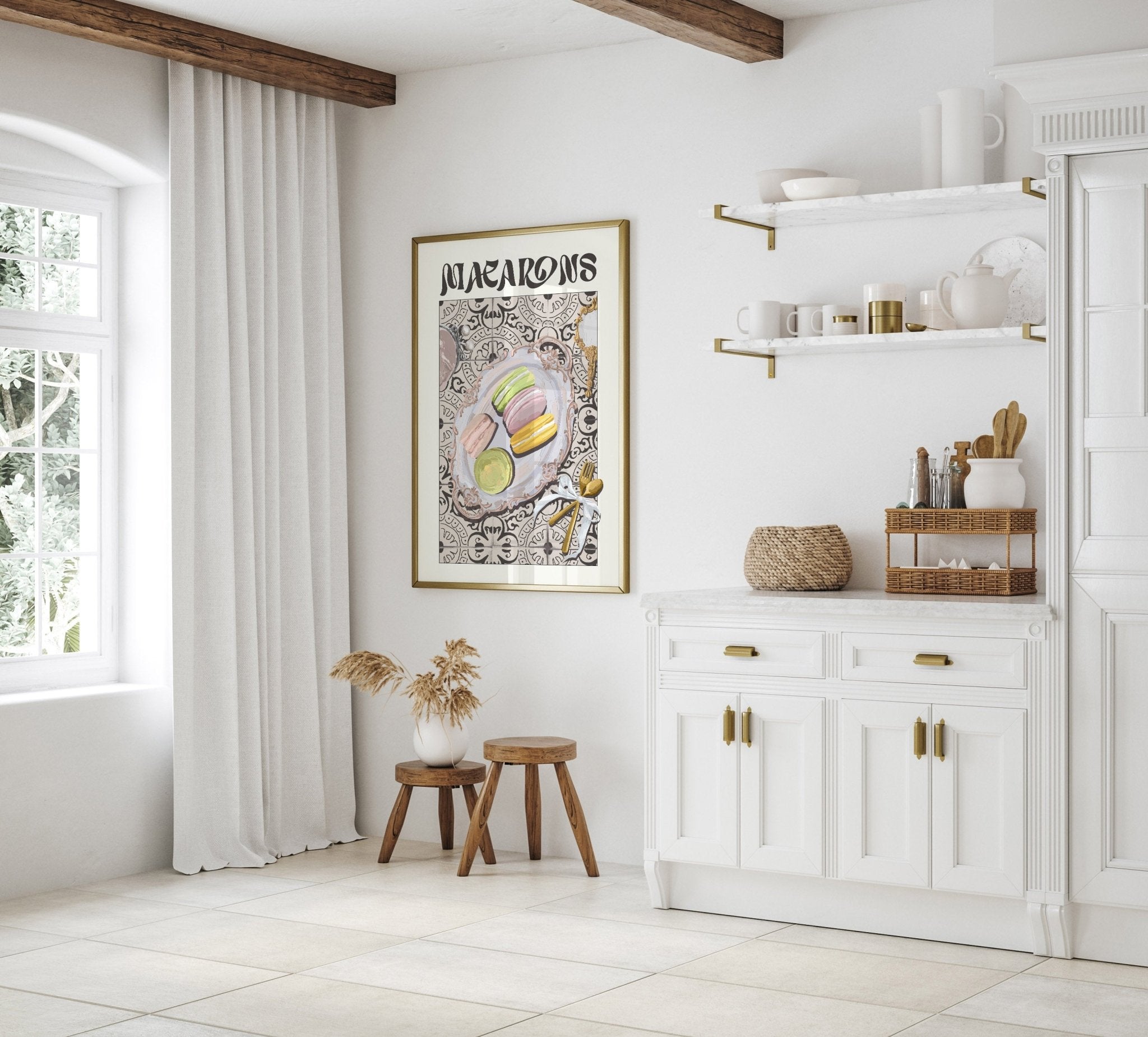 Macarons Poster – Playful French Patisserie Kitchen Wall Art Print (Digital & Printed Options) - Evergreen Posters