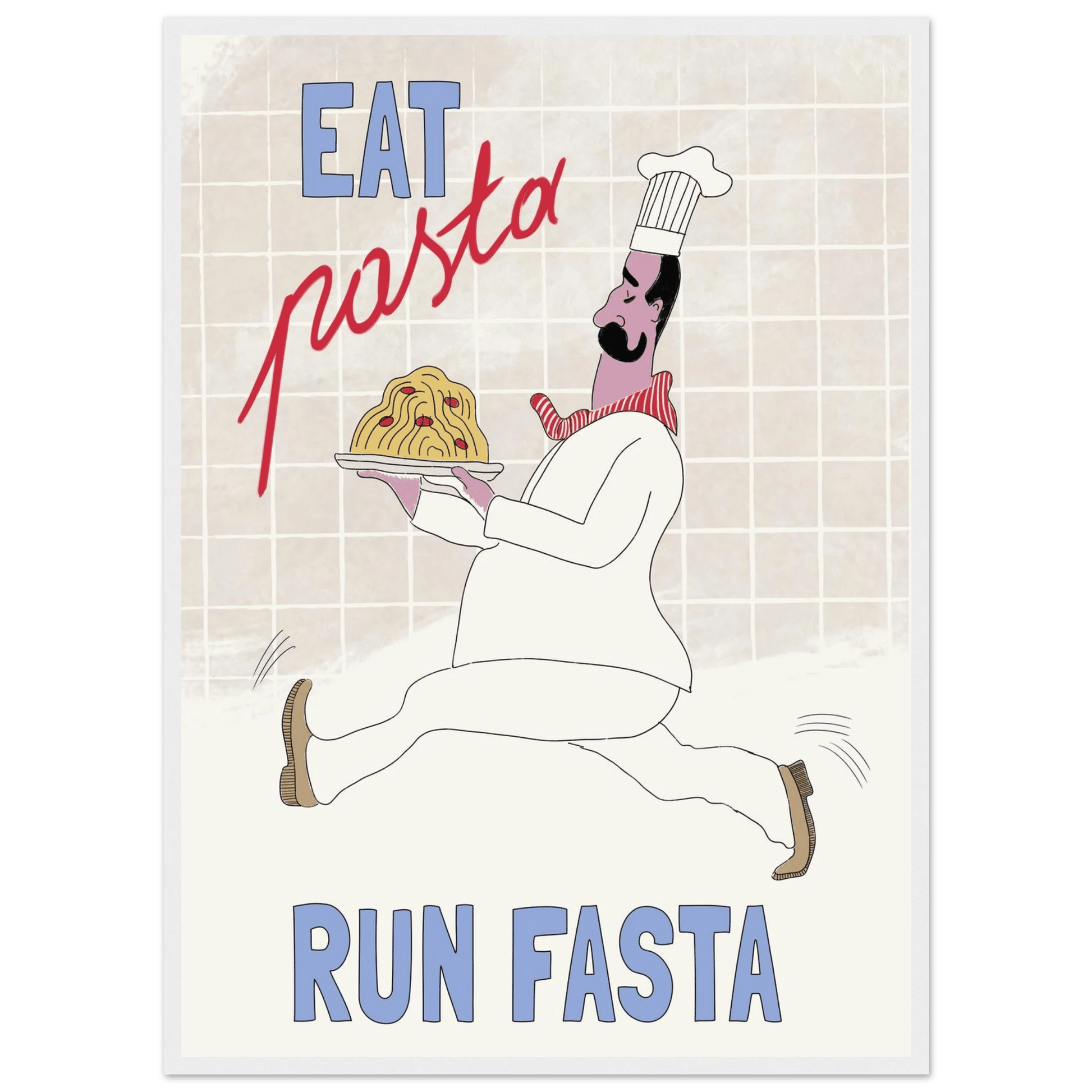 Eat Pasta Run Fasta Poster – Fun Kitchen Wall Art Print (Digital & Printed Options) - Evergreen Posters